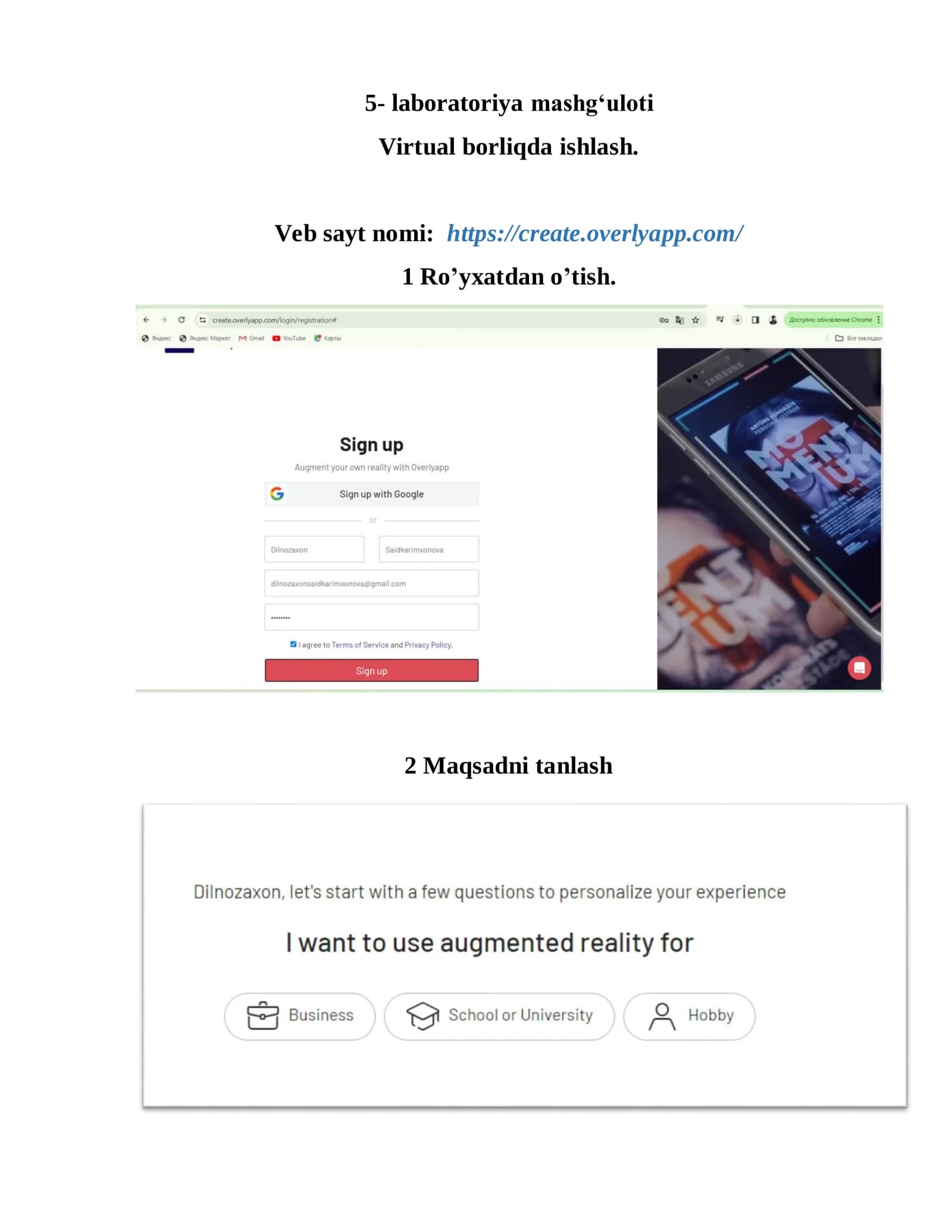 Virtual borliqda ishlash