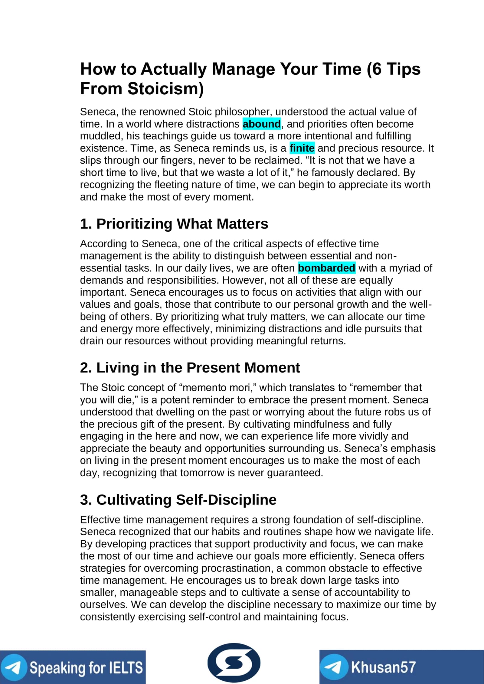 Stoic Philosophy on Time Management