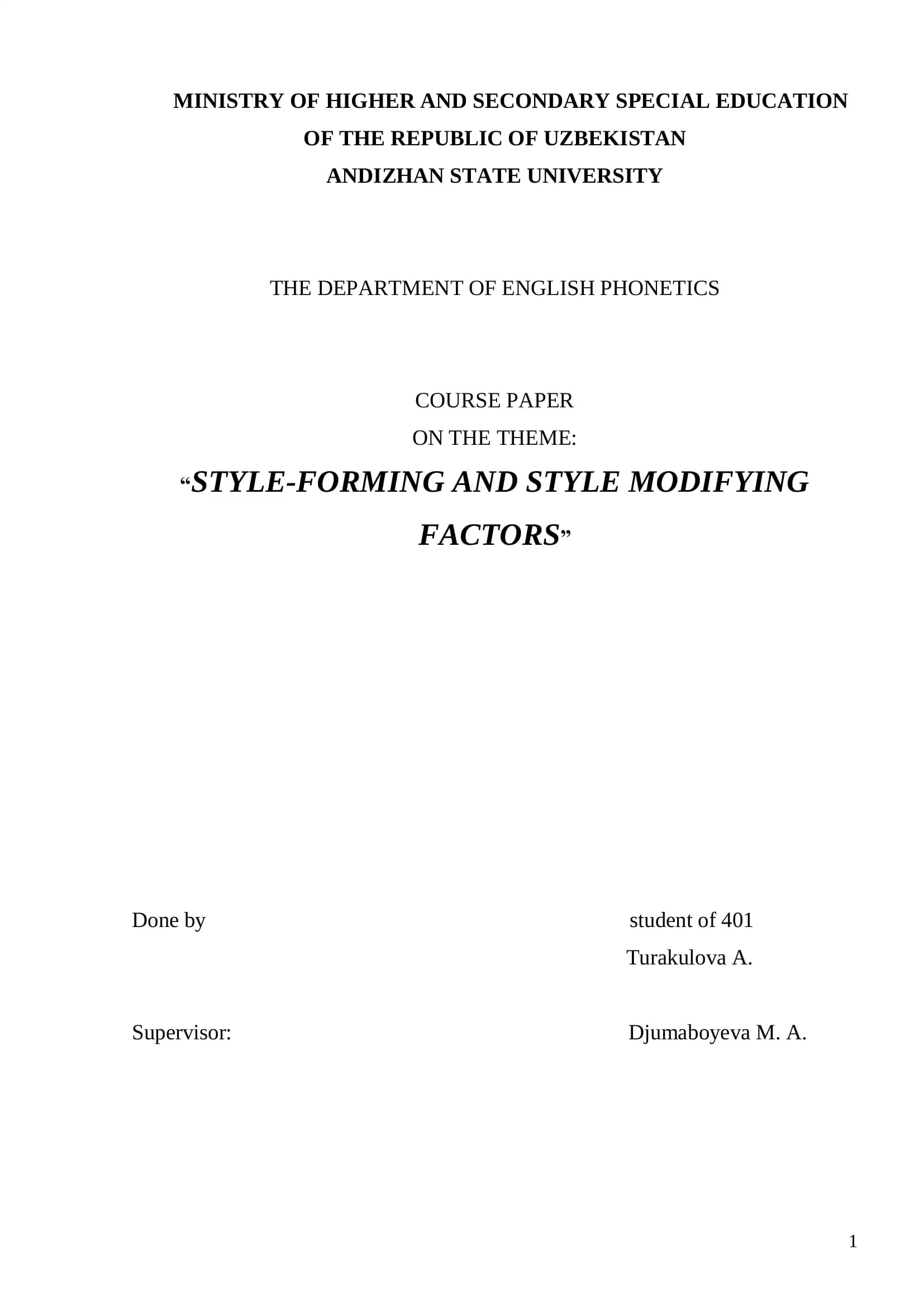STYLE-FORMING AND STYLE MODIFYING FACTORS