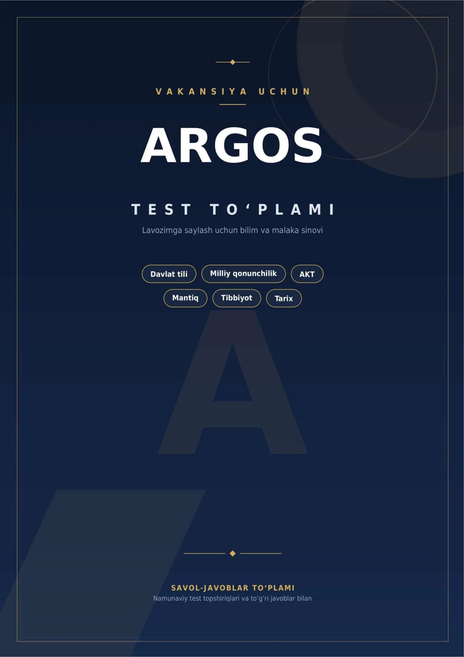 Argos test javoblari - 2026