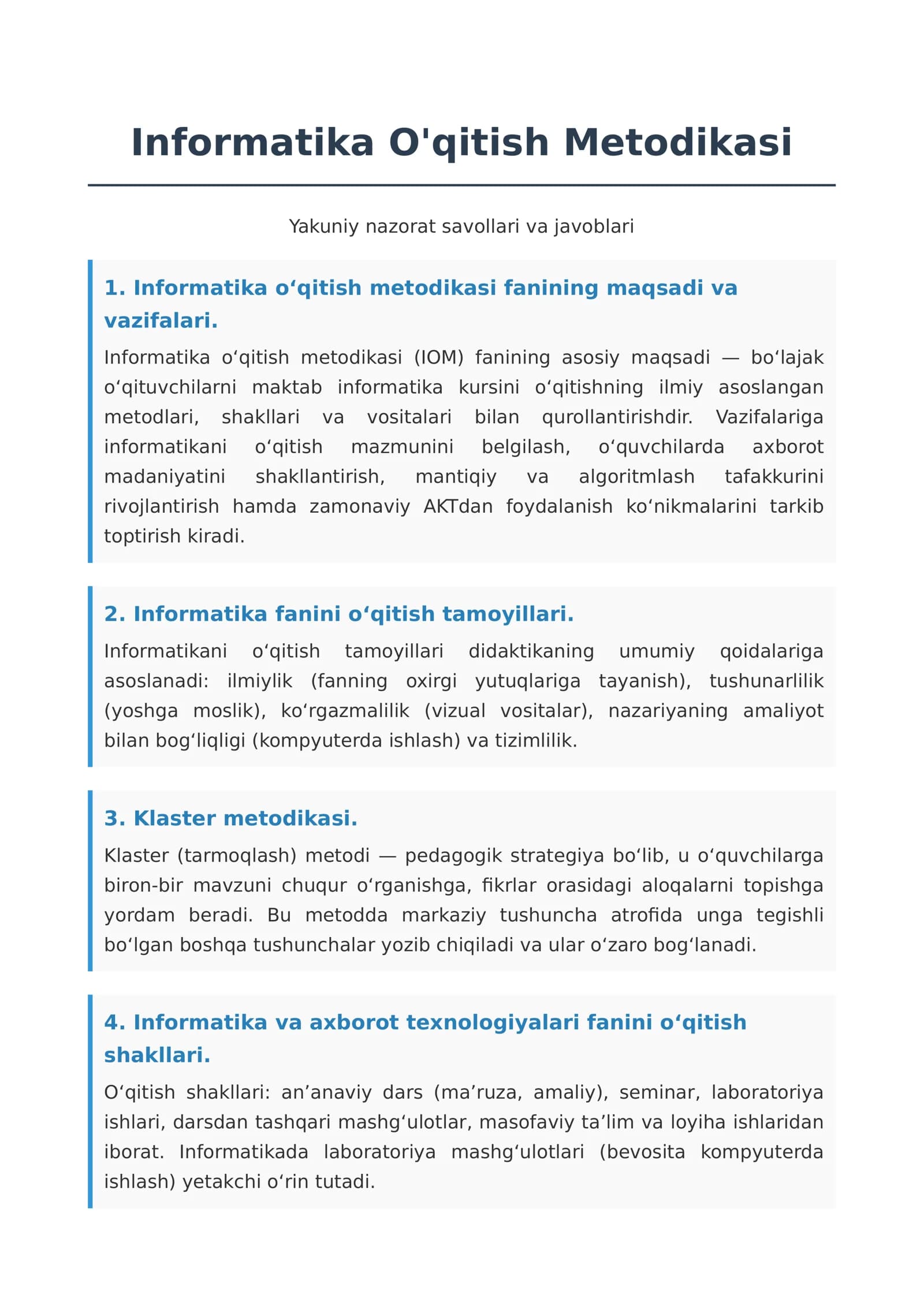 Informatika O'qitish Metodikasi