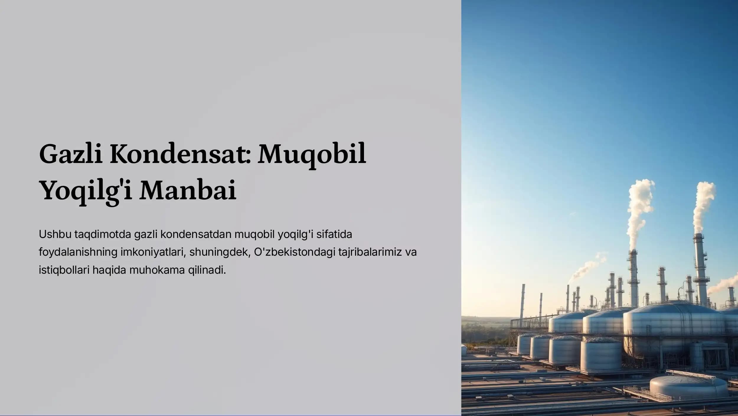 Gazli Kondensat Muqobil Yoqilg'i Manbai