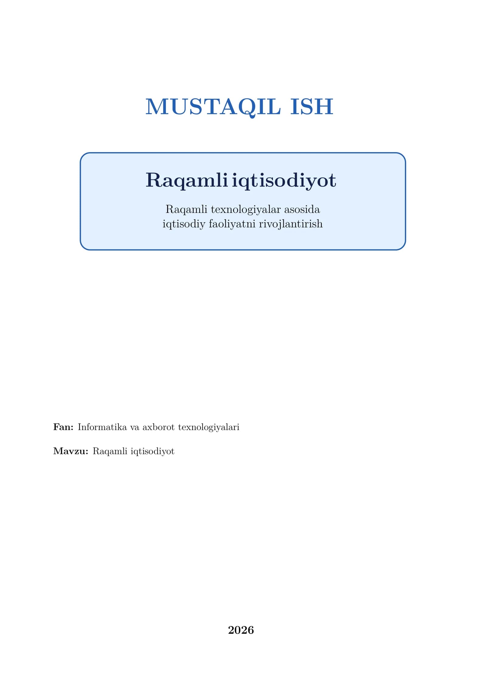 Raqamli iqtisodiyot