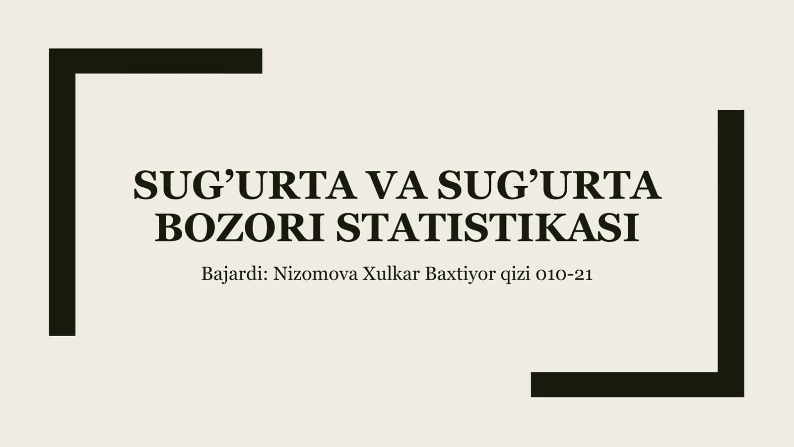 Sug’urta va Sug’urta Bozori Statistikasi