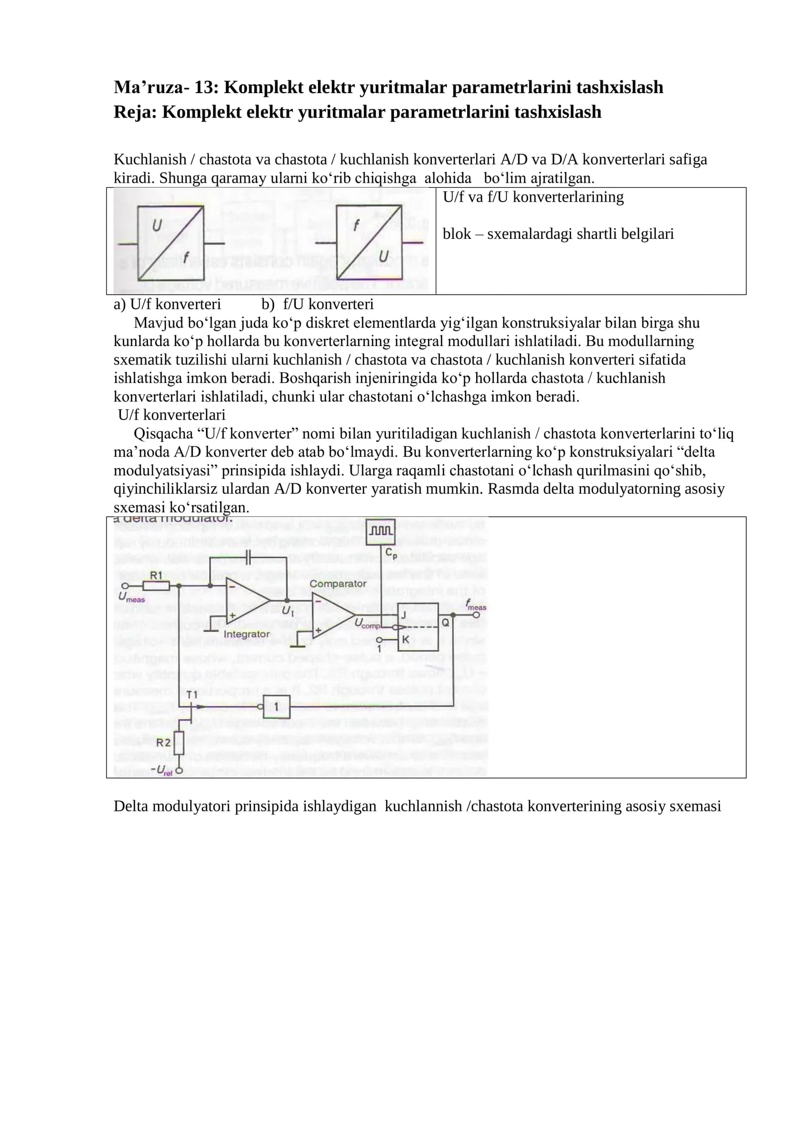 Komplekt elektr yuritmalar parametrlarini tashxislash