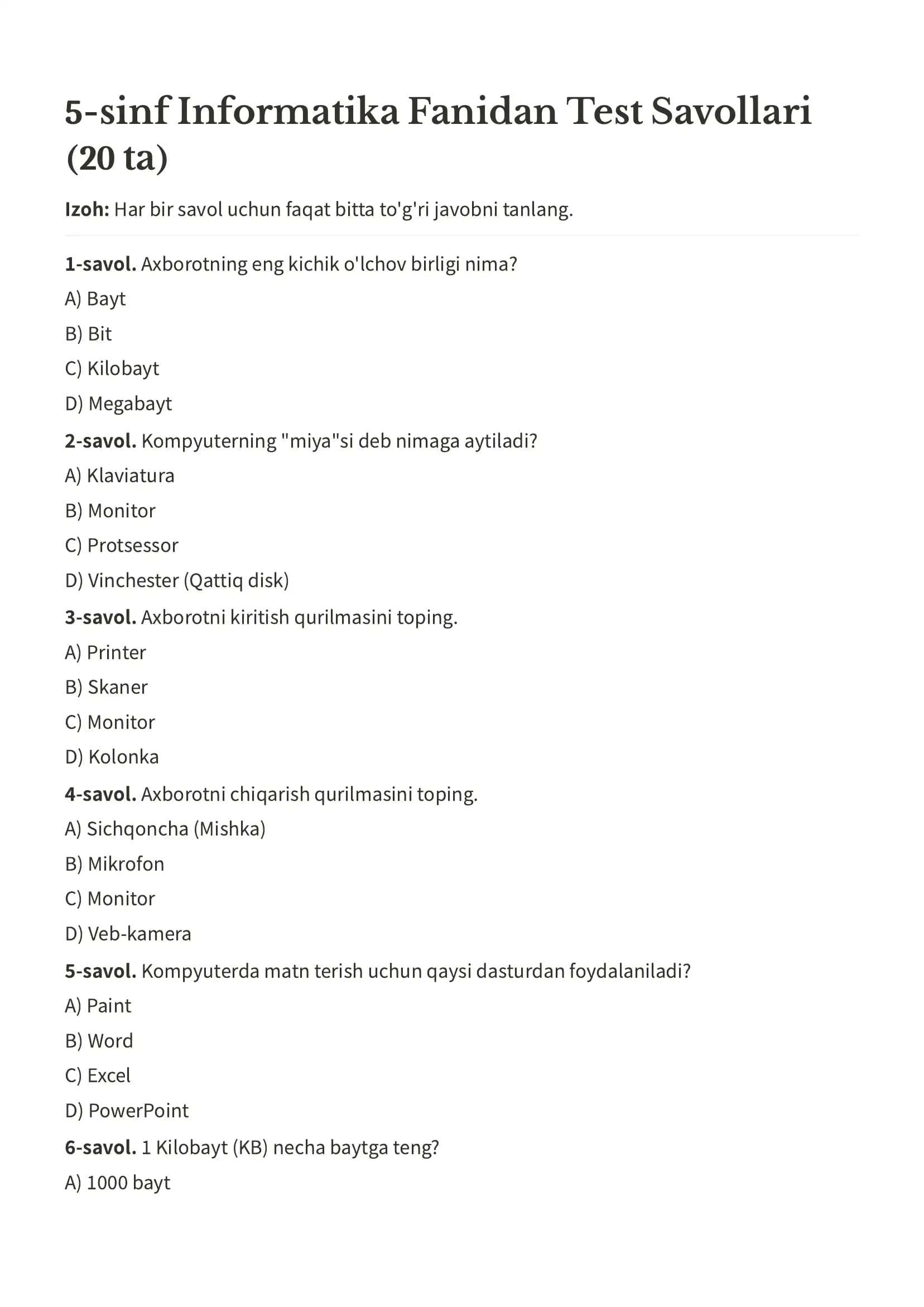 informatika test