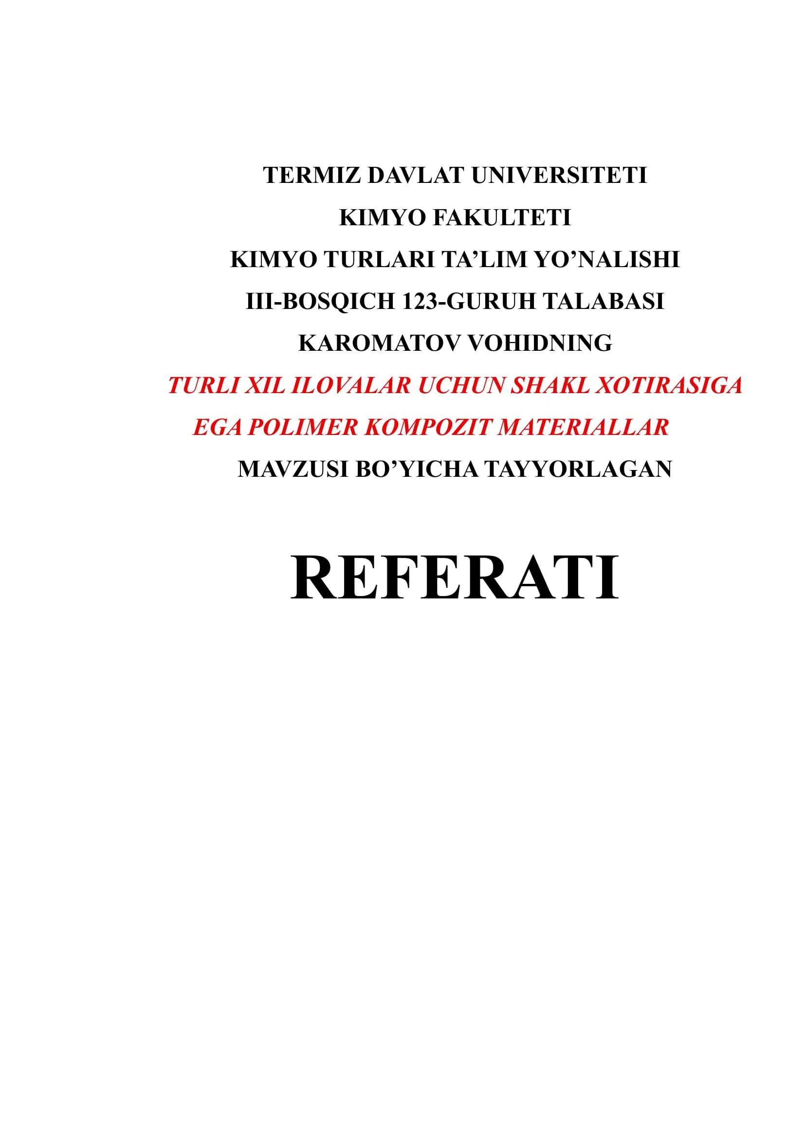 Polimer Kompozit Materiallar Referati