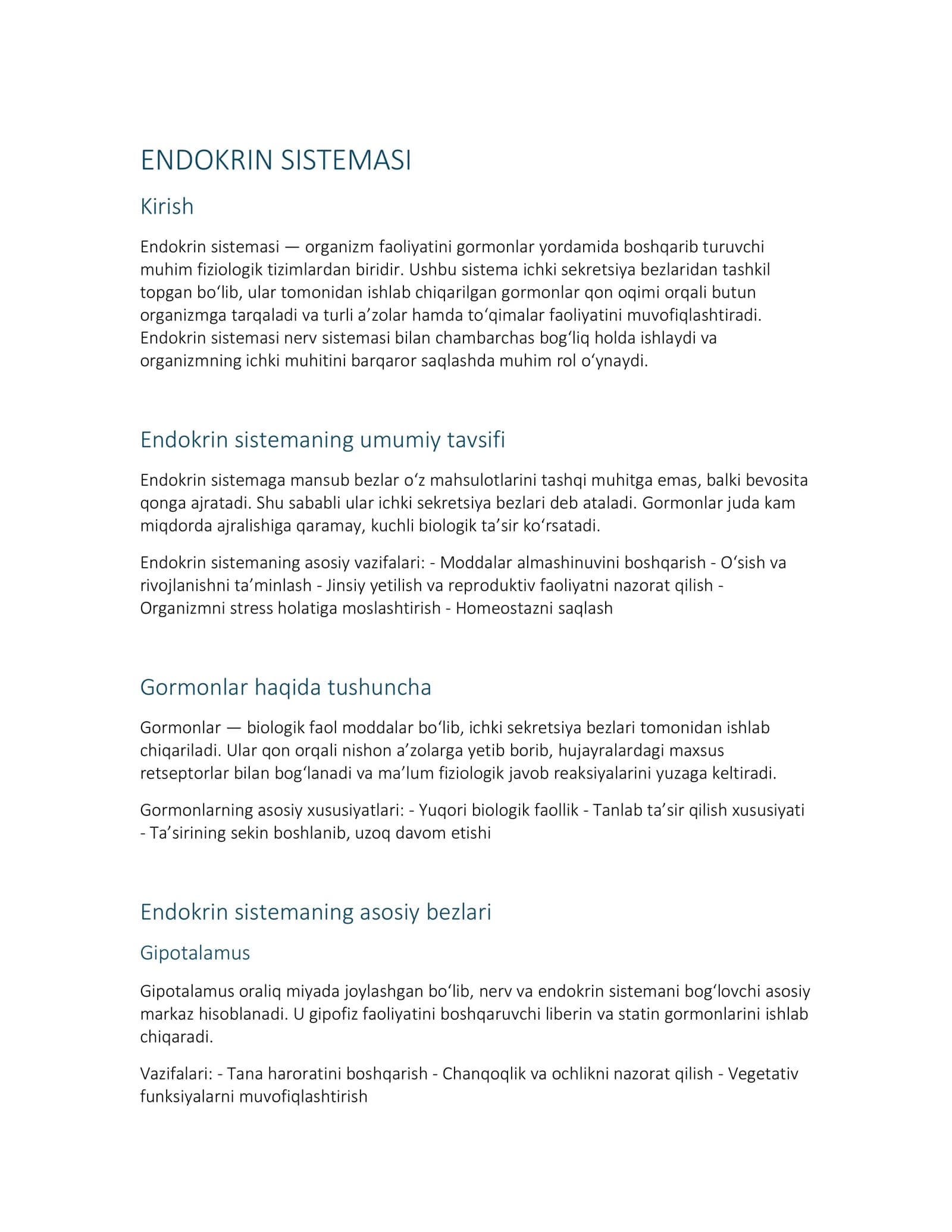 ENDOKRIN SISTEMASI