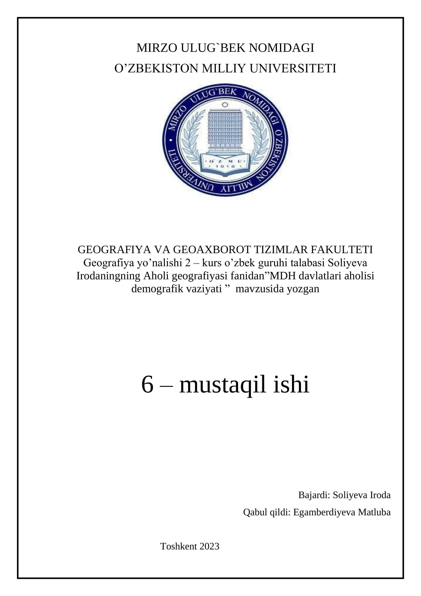 MDH davlatlari aholisi demografik vaziyati