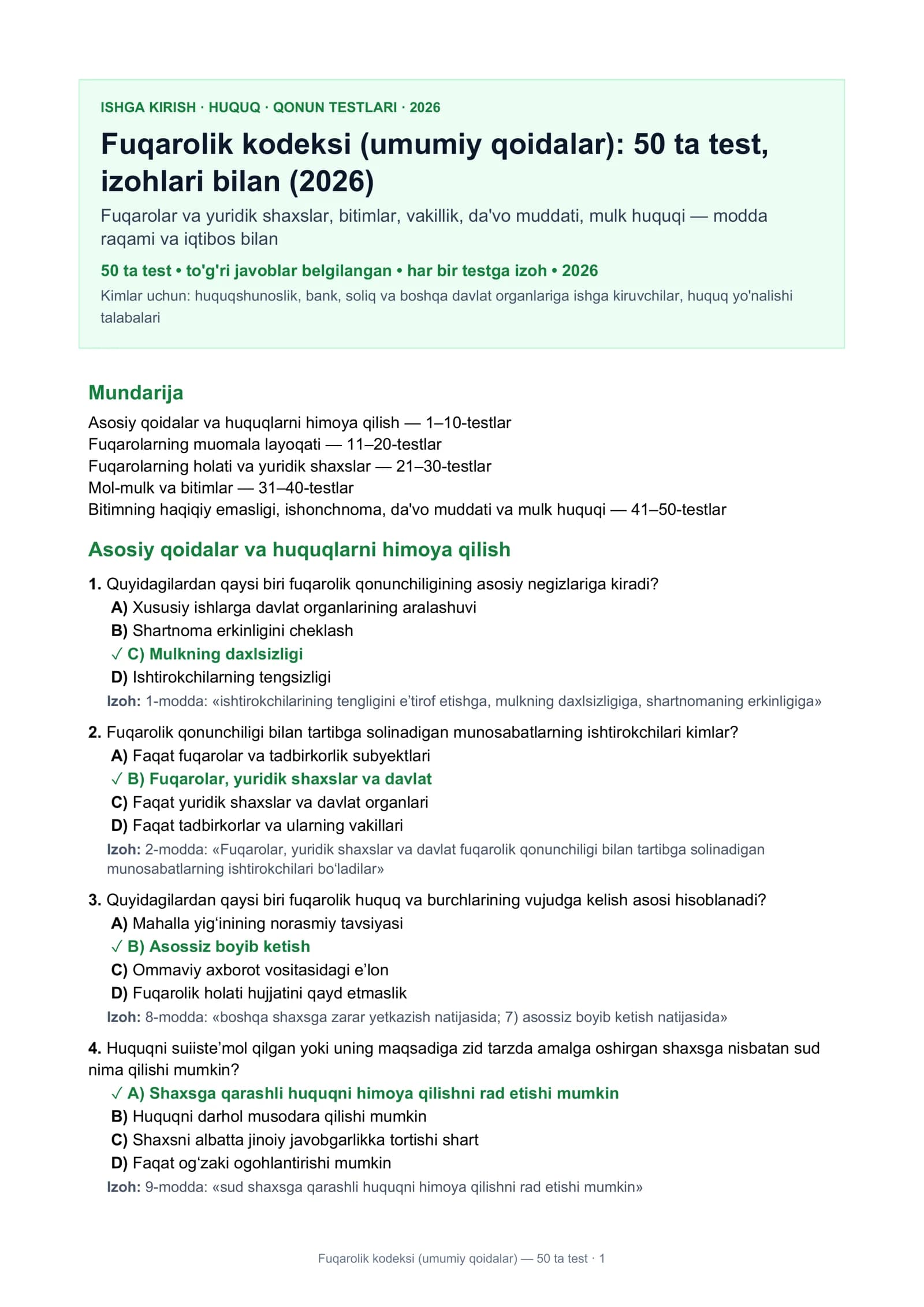 Fuqarolik kodeksi (umumiy qoidalar)