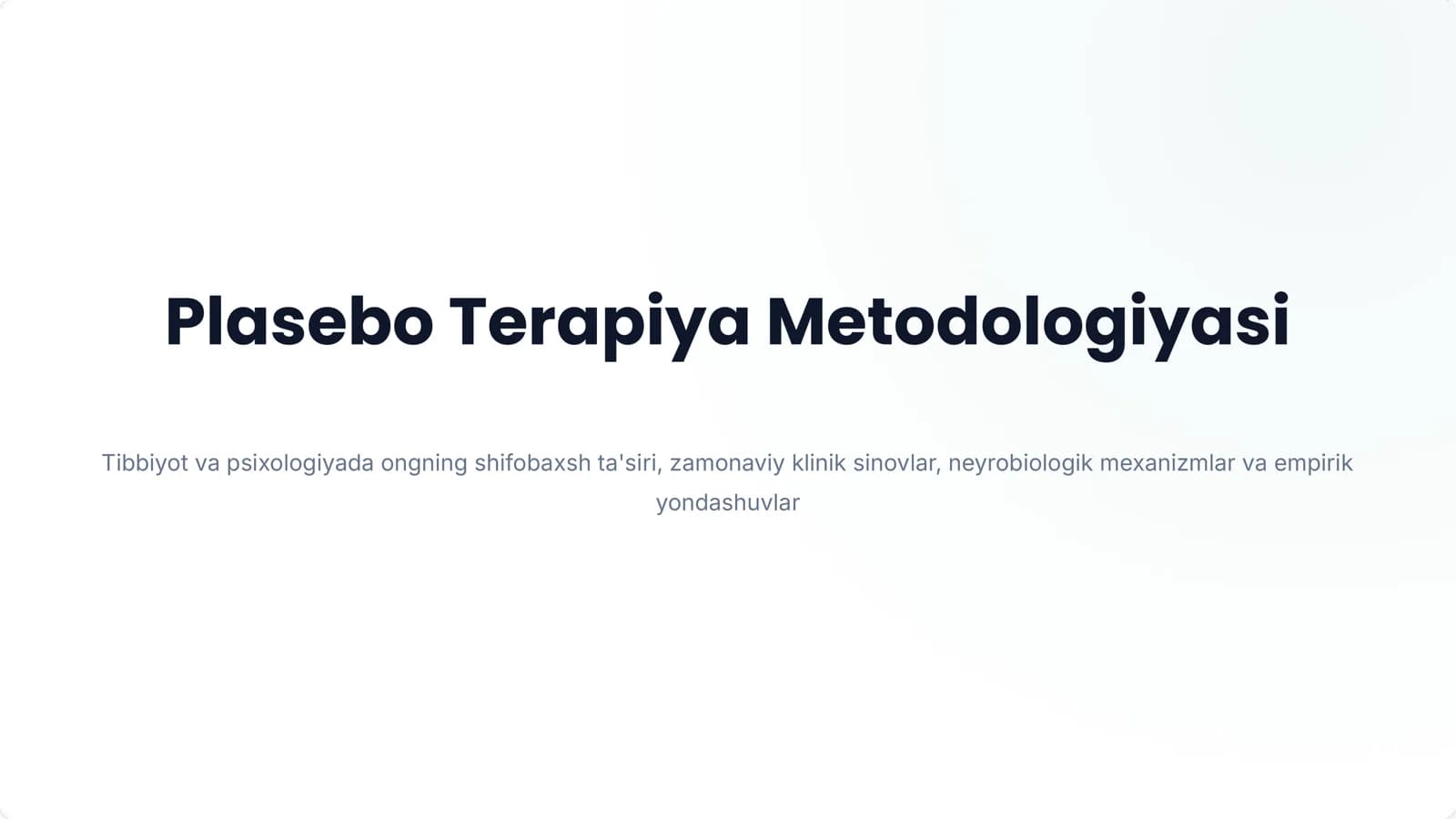 Plasebo Terapiya Metodologiyasi