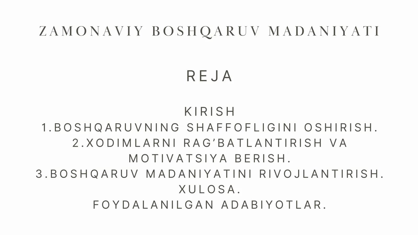 ZAMONAVIY BOSHQARUV MADANIYATI