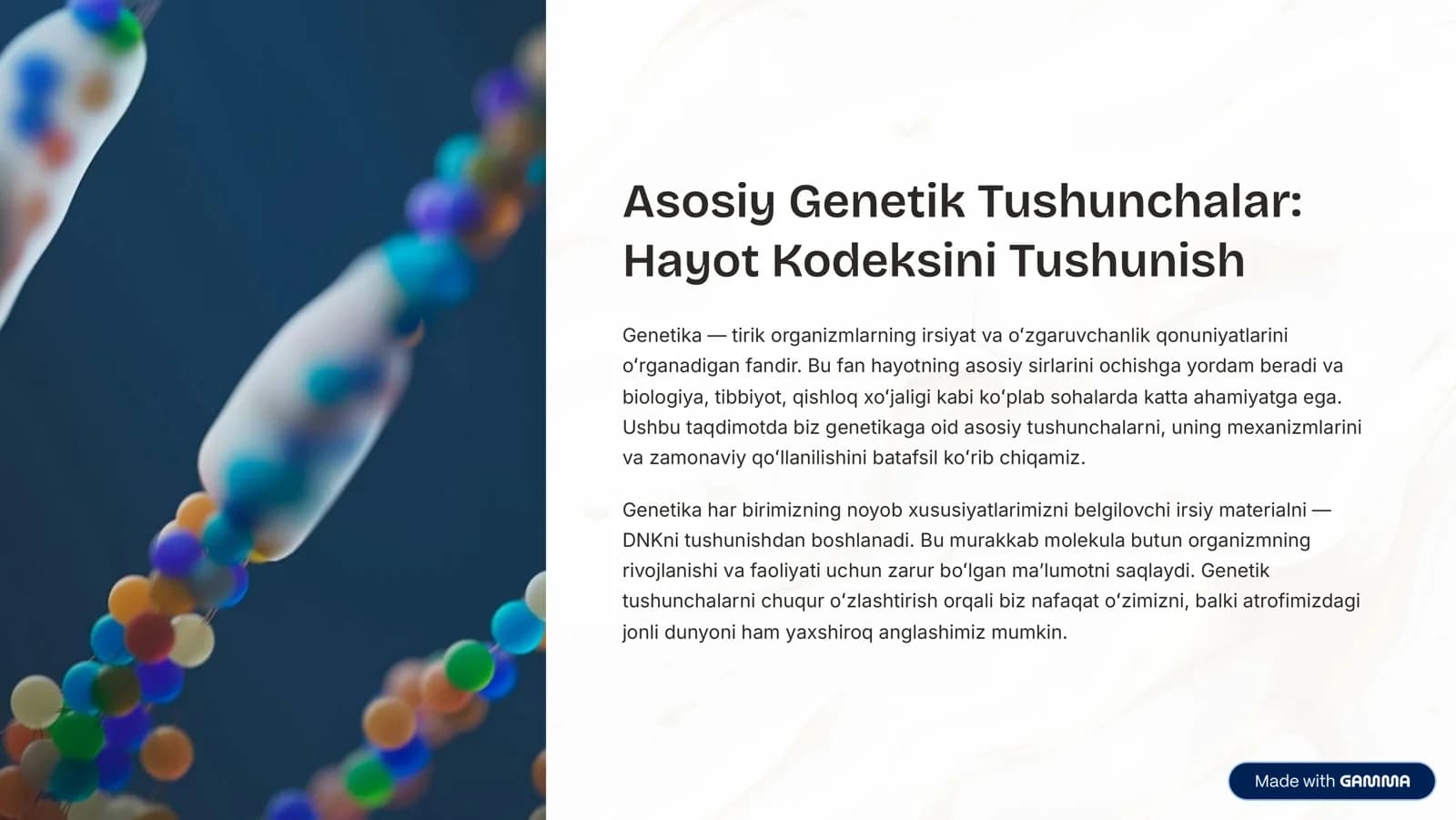Asosiy Genetik Tushunchalar: Hayot Kodeksini Tushunish