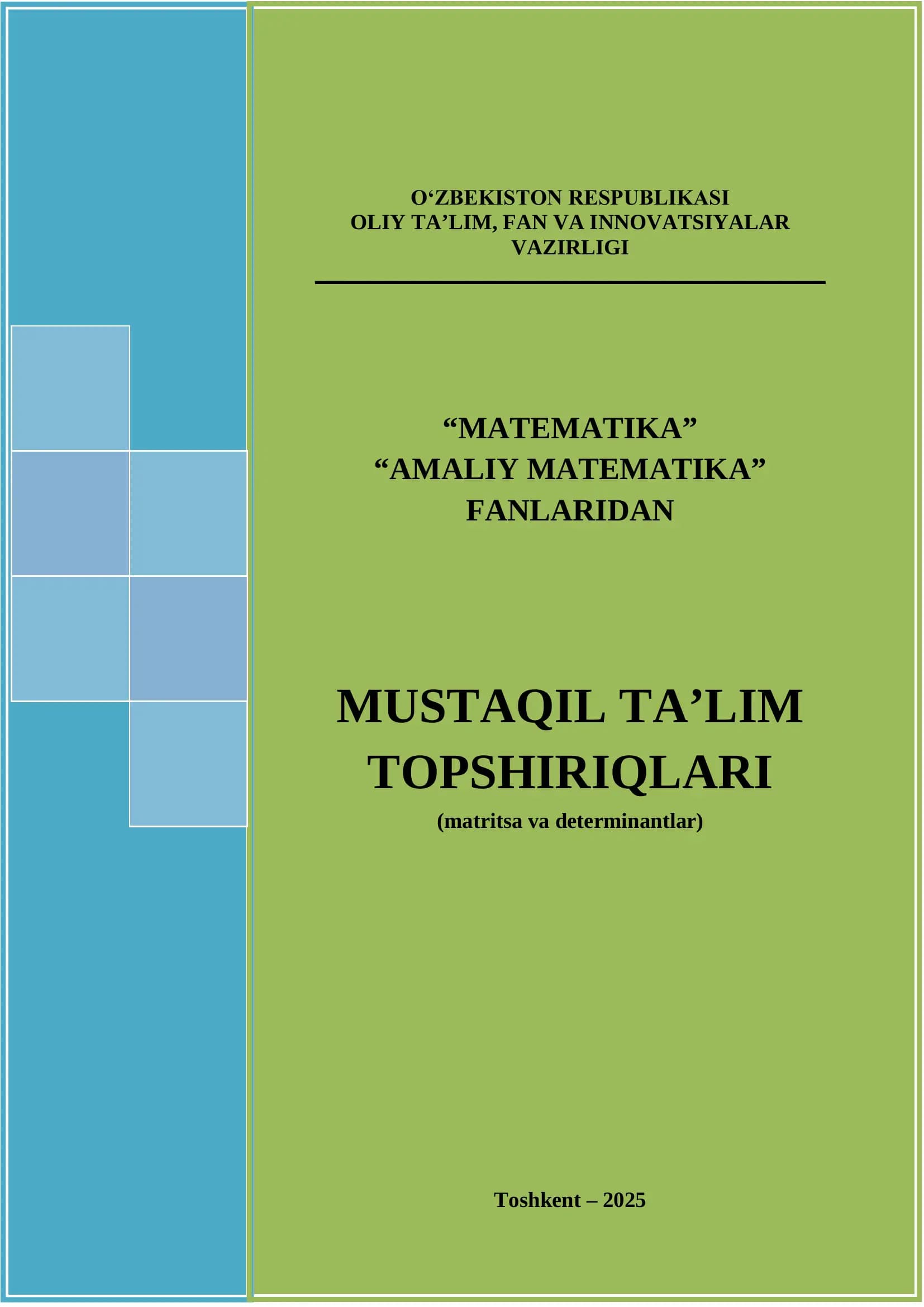 Mustaqil ta'lim topshiriqlari (matritsa va determinantlar)