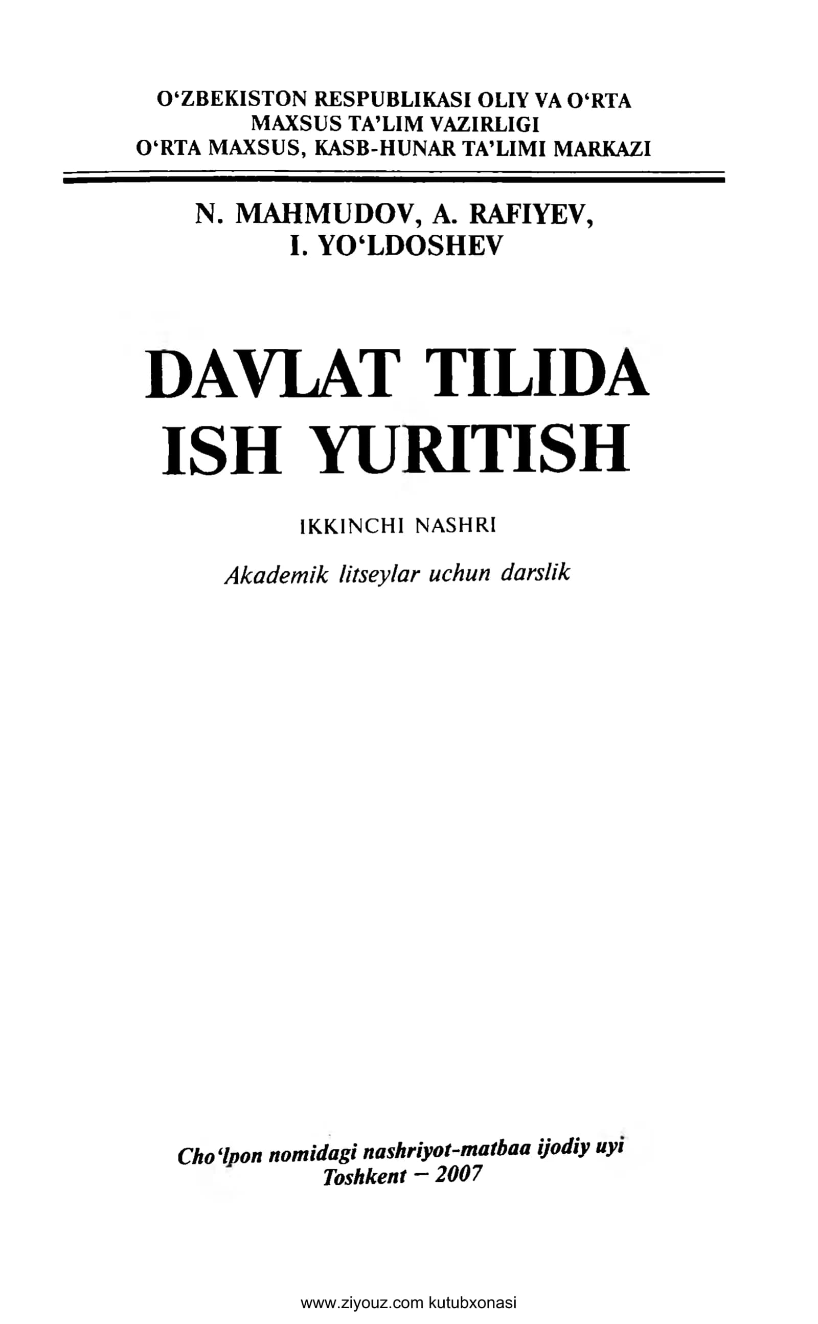 DAVLAT TILIDA ISH YURITISH