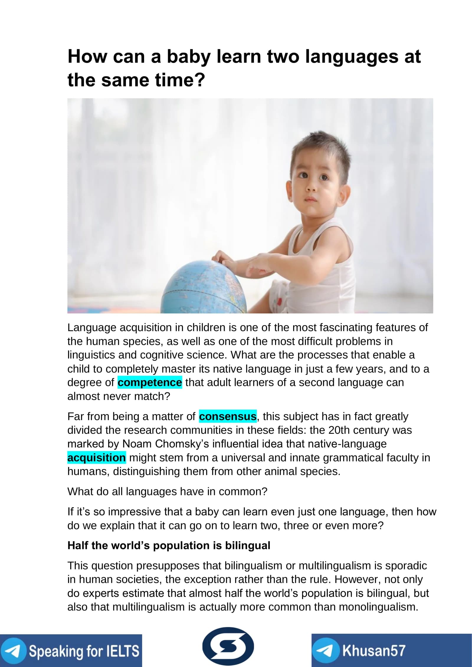 How can a baby learn two languages at the same time?