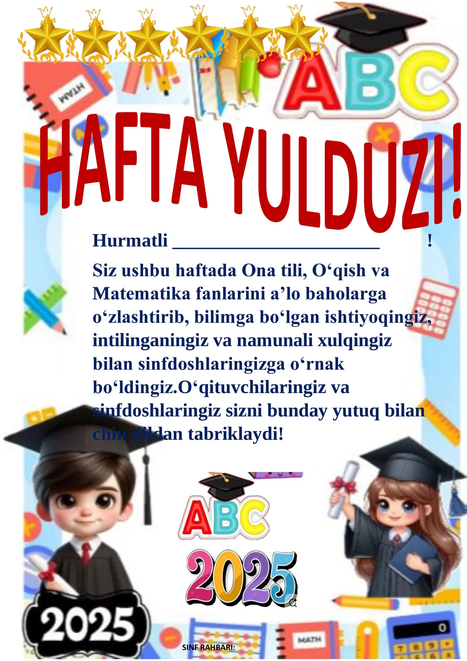 O‘qish va Matematika fanlari
