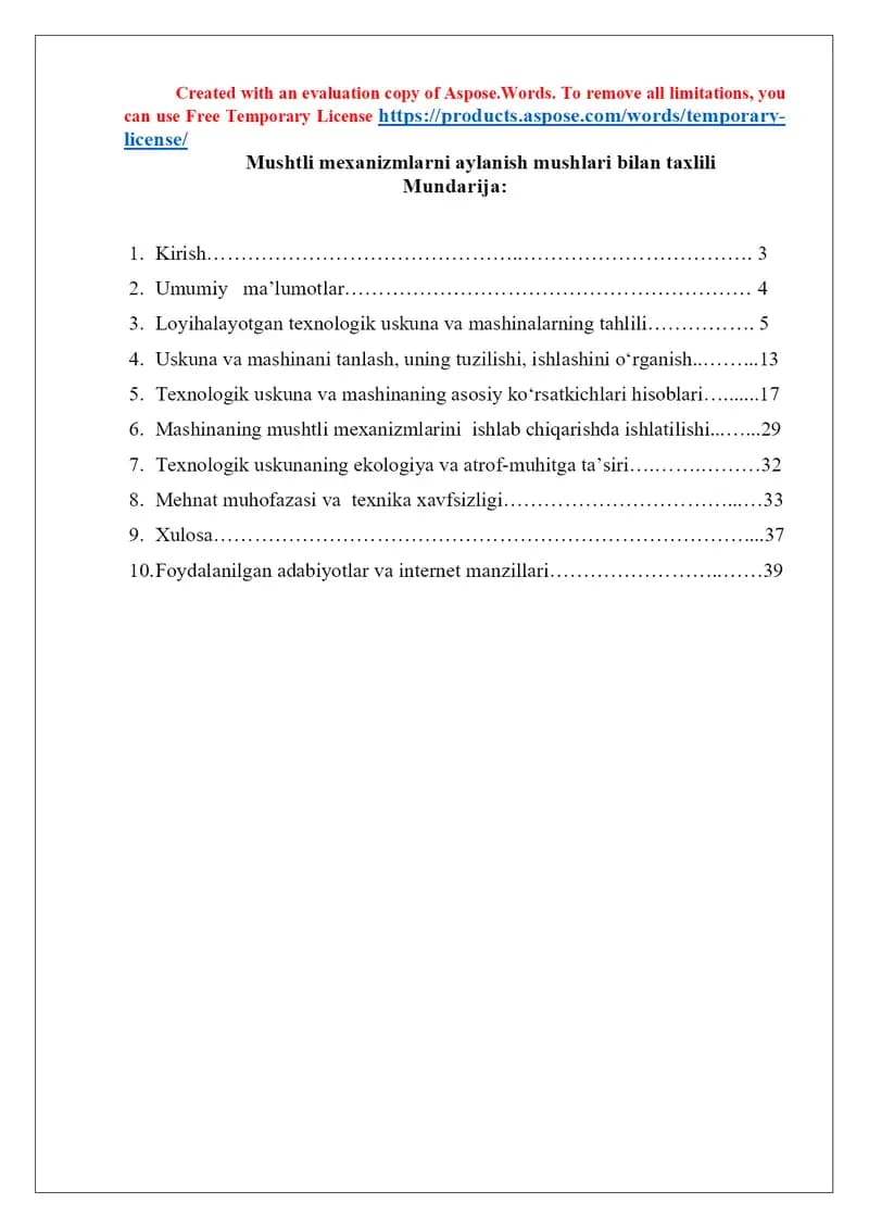Mushtli mexanizmlarni aylanish mushlari bilan taxlili