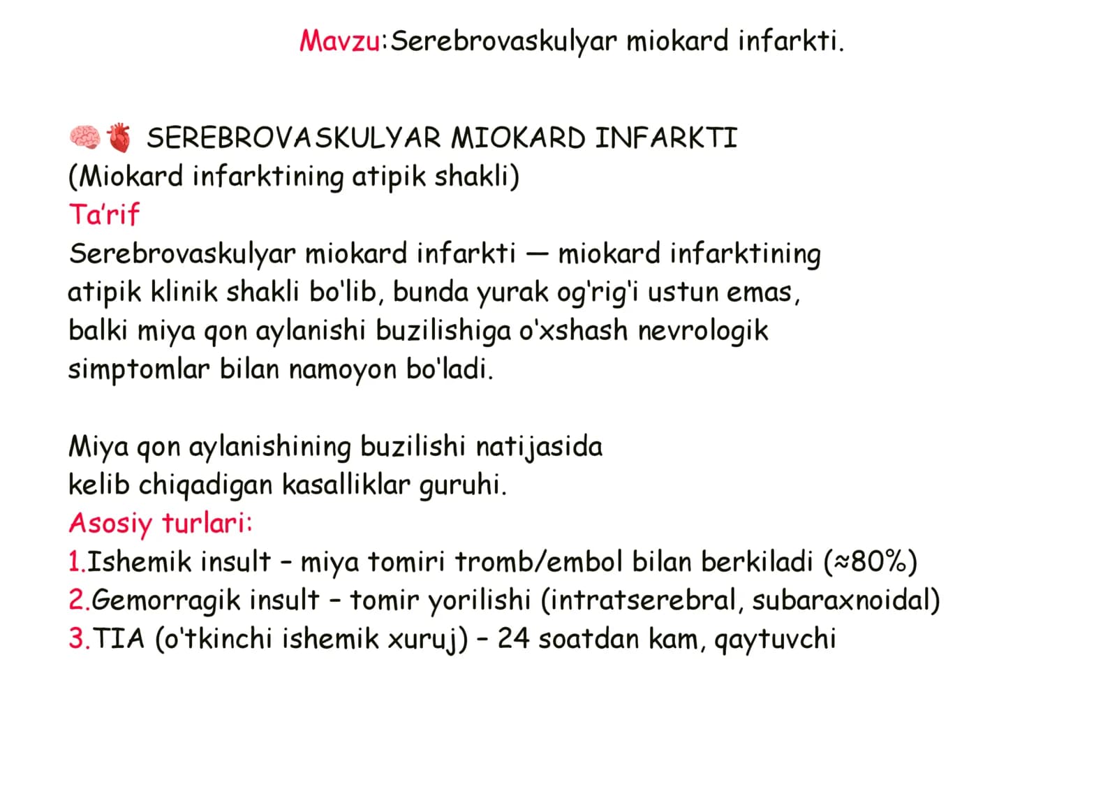 Serebrovaskulyar miokard infarkti