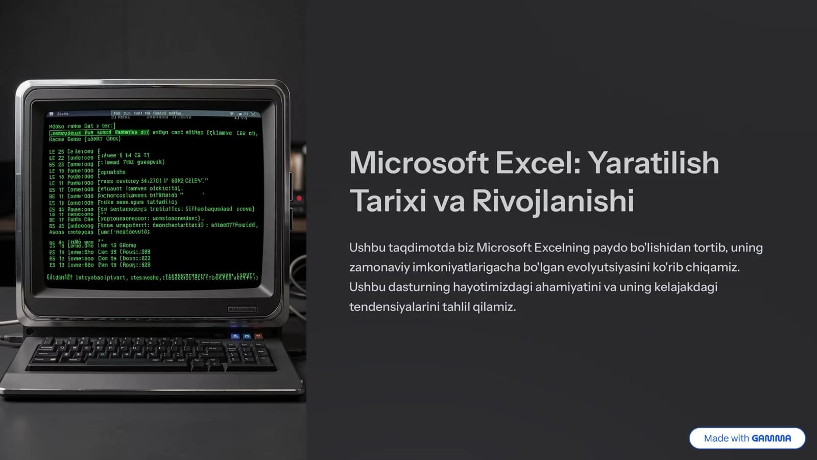Microsoft Excel: Yaratilish