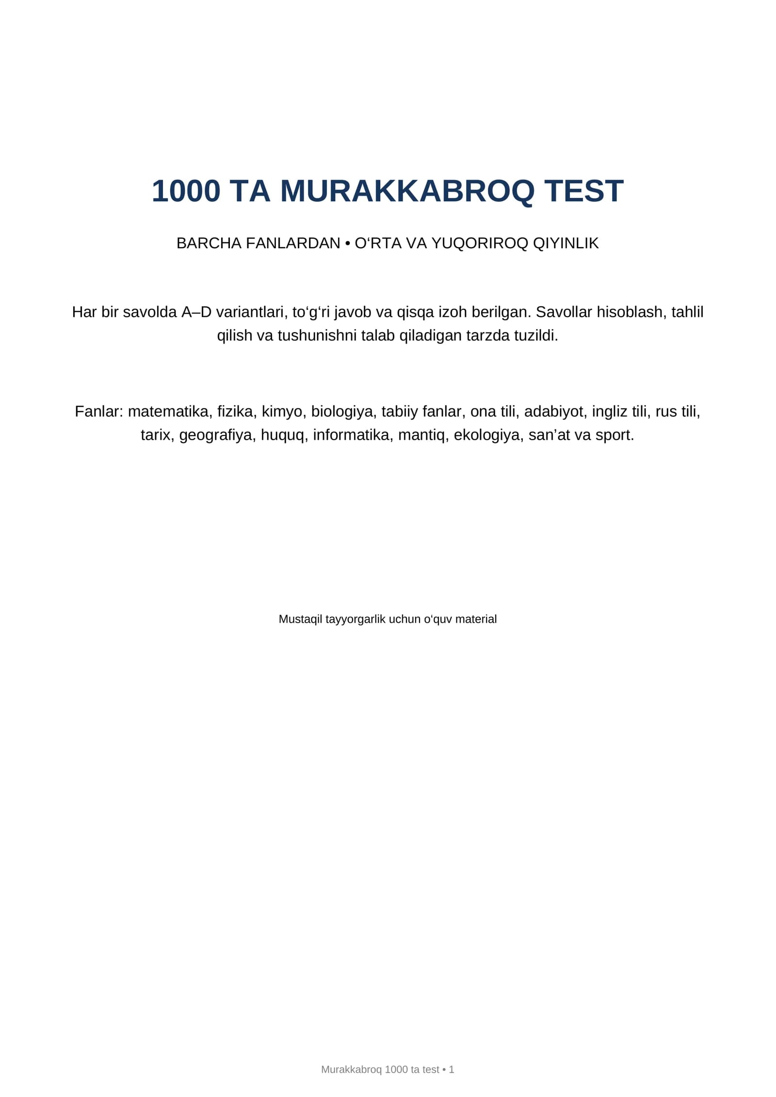 Murakkabroq 1000 ta test