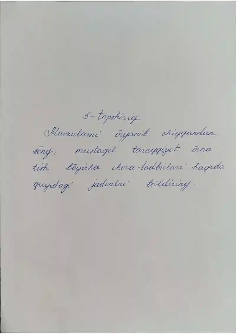 Taraqqiyot yo'llari tahlili - Mustaqil ish (qo'l yozma)