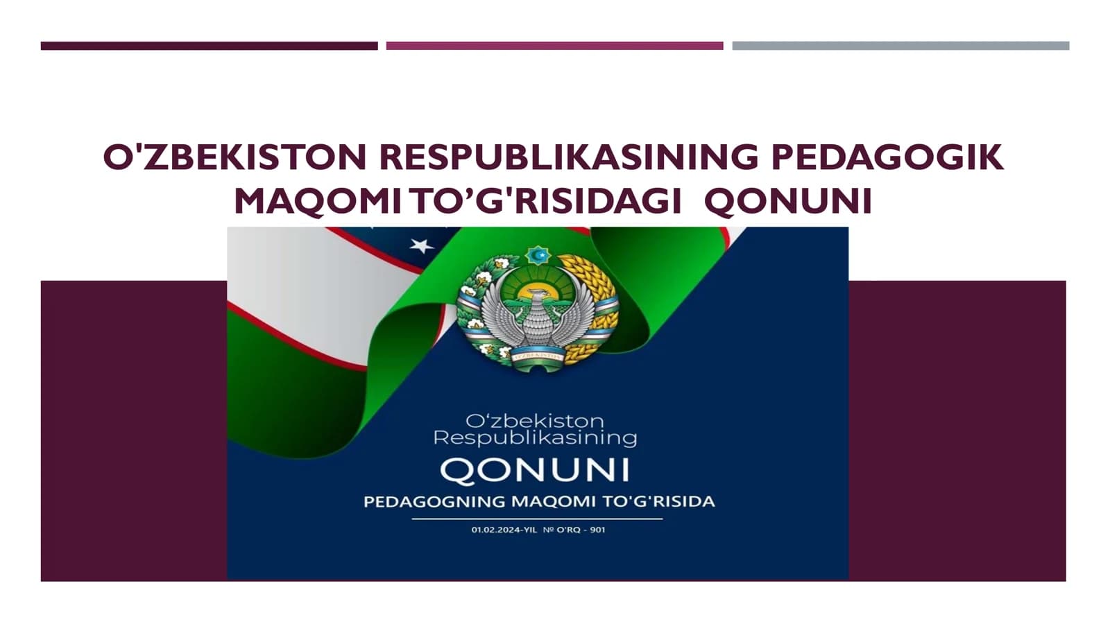 O'ZBEKISTON RESPUBLIKASINING PEDAGOGIK MAQOMI TO’G'RISIDAGI QONUNI