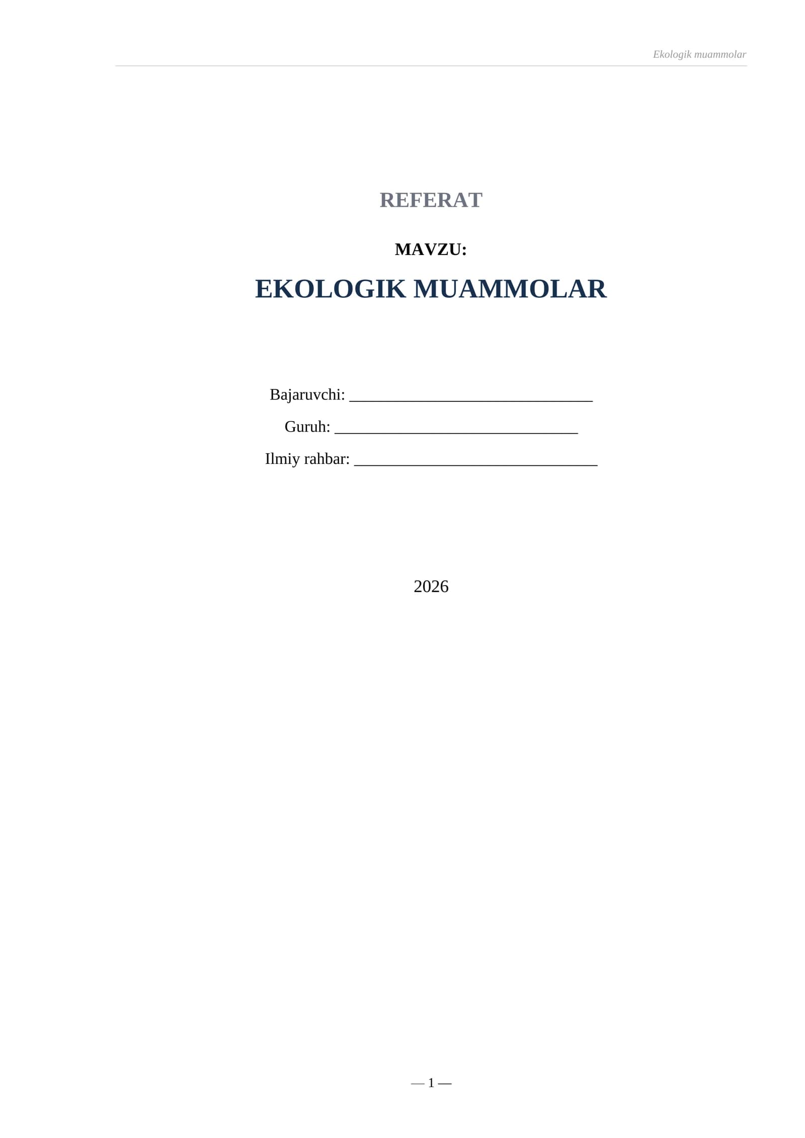 Referat ekologik muammolar