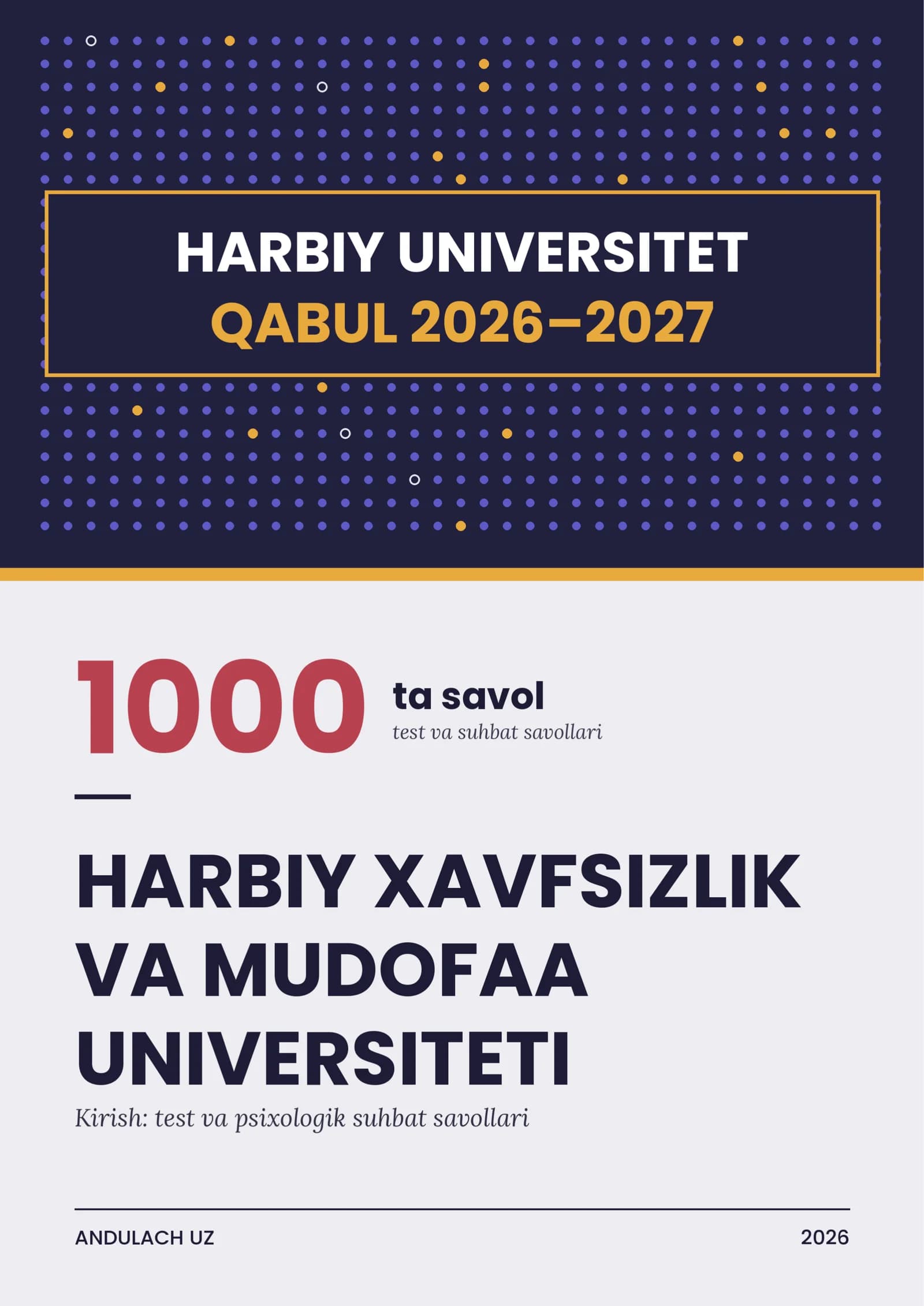 "O'zbekiston Respublikasi Ichki Ishlar akademiyasi (IIV) ga kirish uchun test va suhbat savollari.