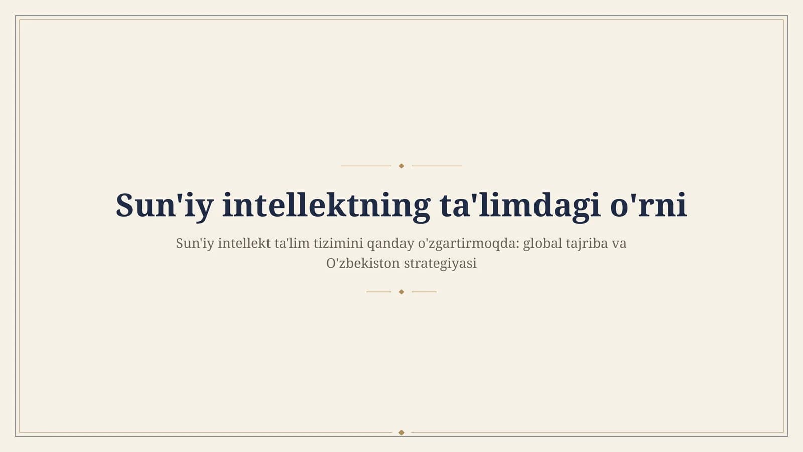 Sun'iy intellektning ta'limdagi o'rni