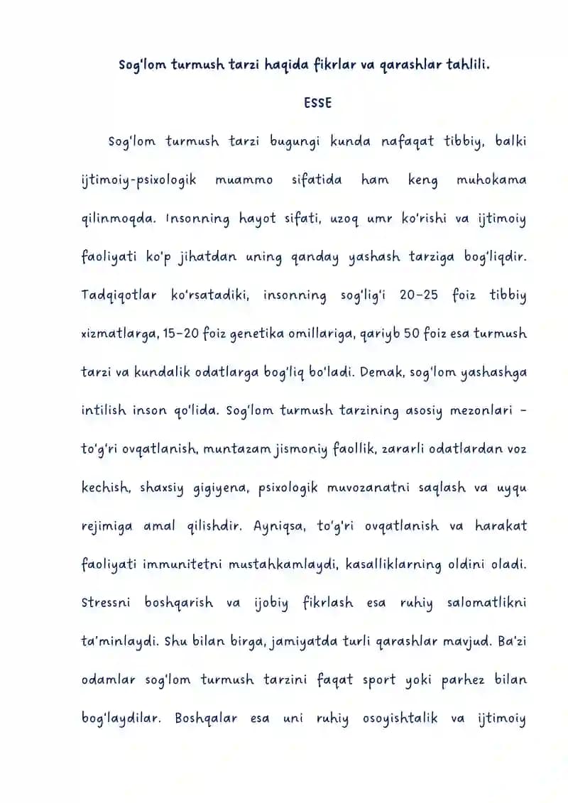 Sog‘lom turmush tarzi