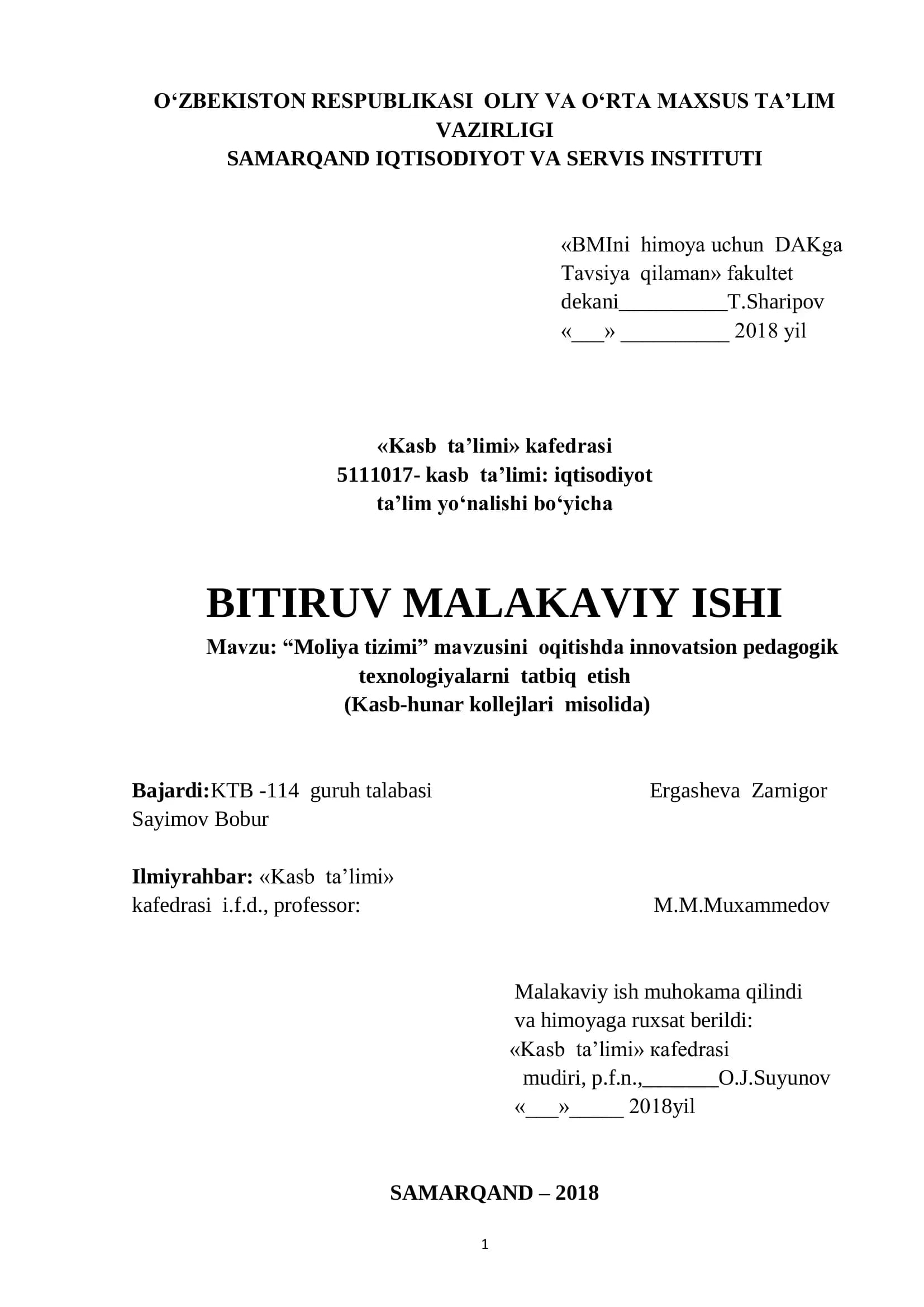 Moliya tizimi