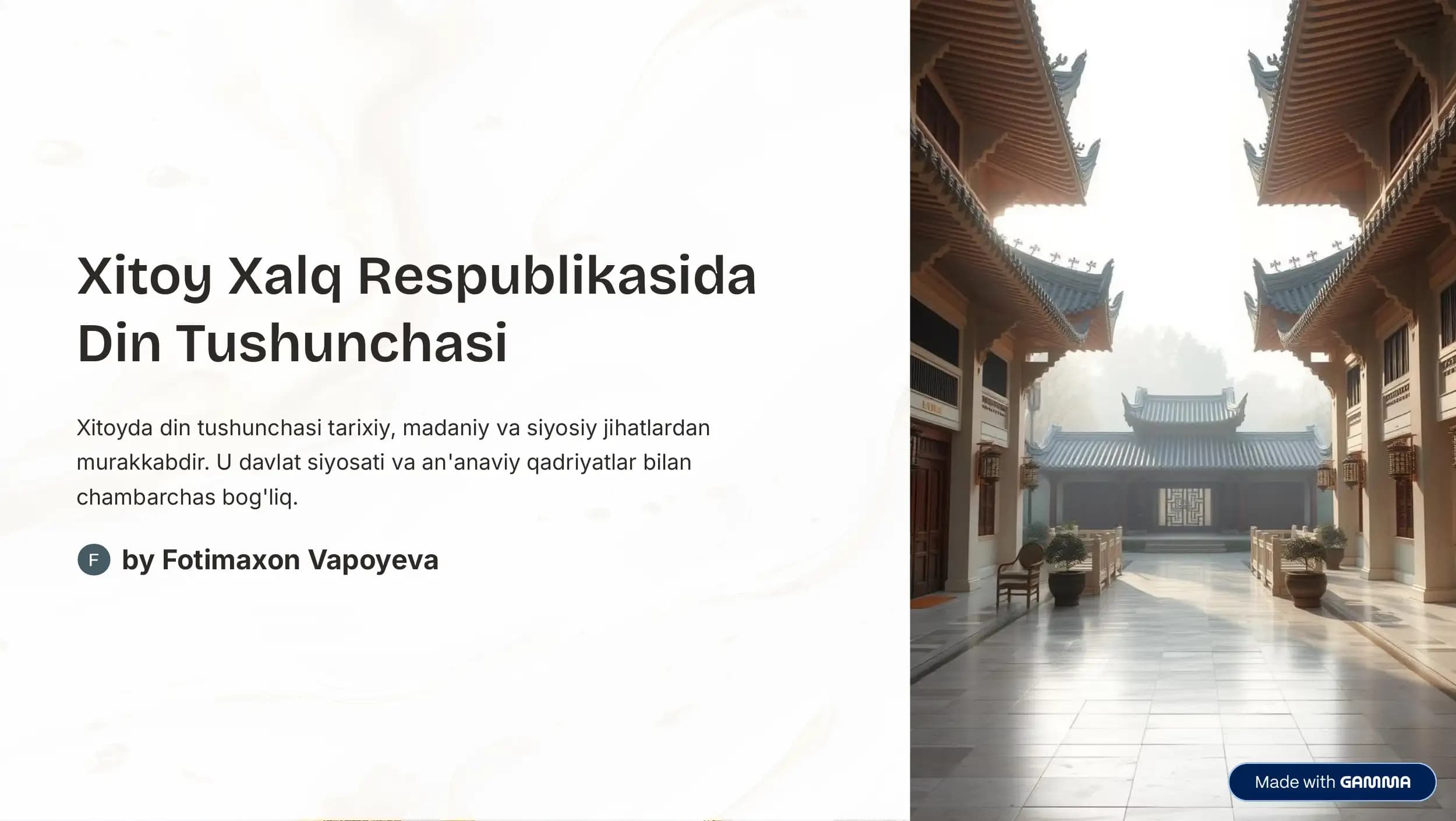 Xitoy Xalq Respublikasida Din Tushunchasi