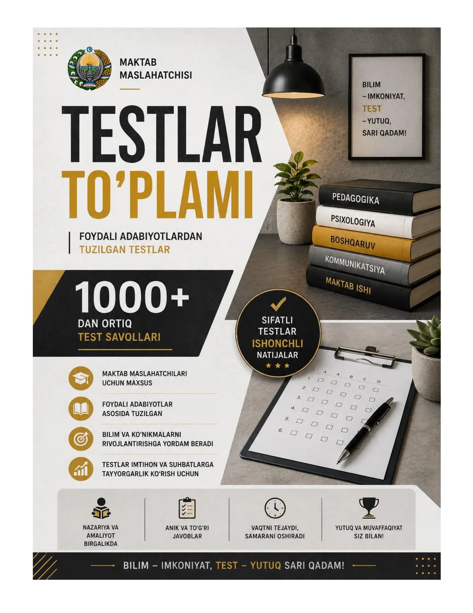 Maktab maslahatchisi 1000 ta test