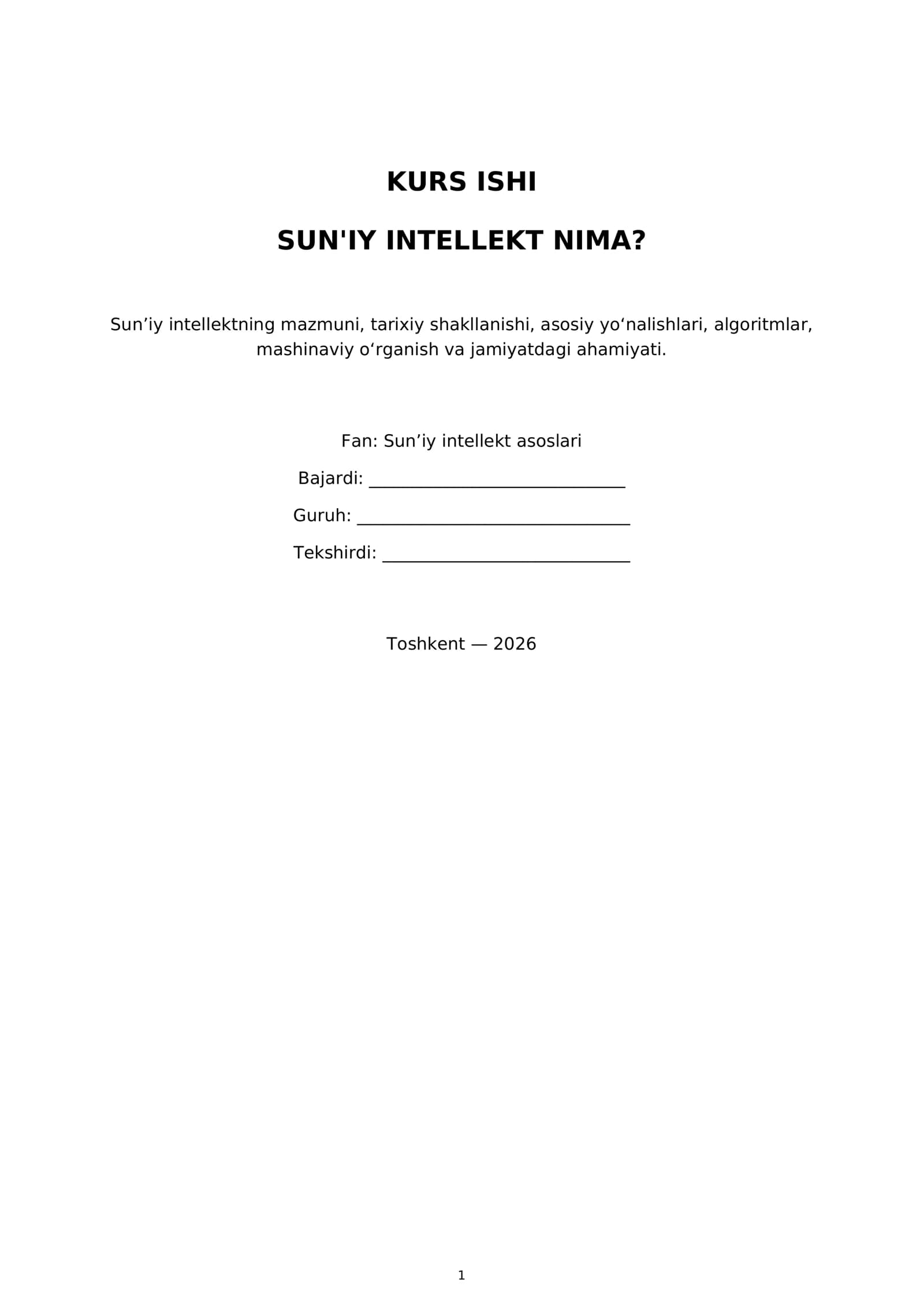 Sun'iy intellekt nima?