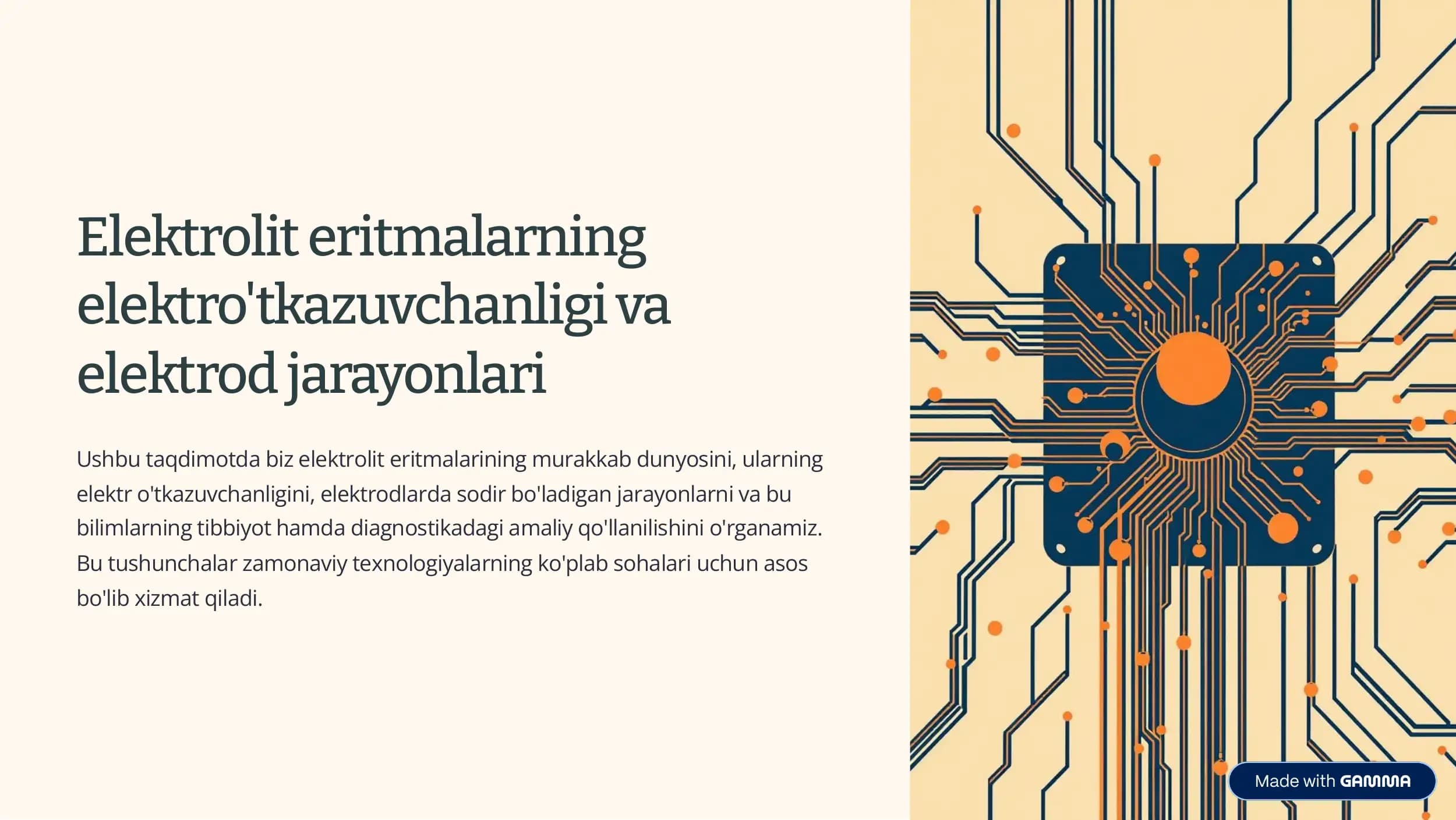 Elektrolit eritmalarning elektro'tkazuvchanligi va elektrod jarayonlari