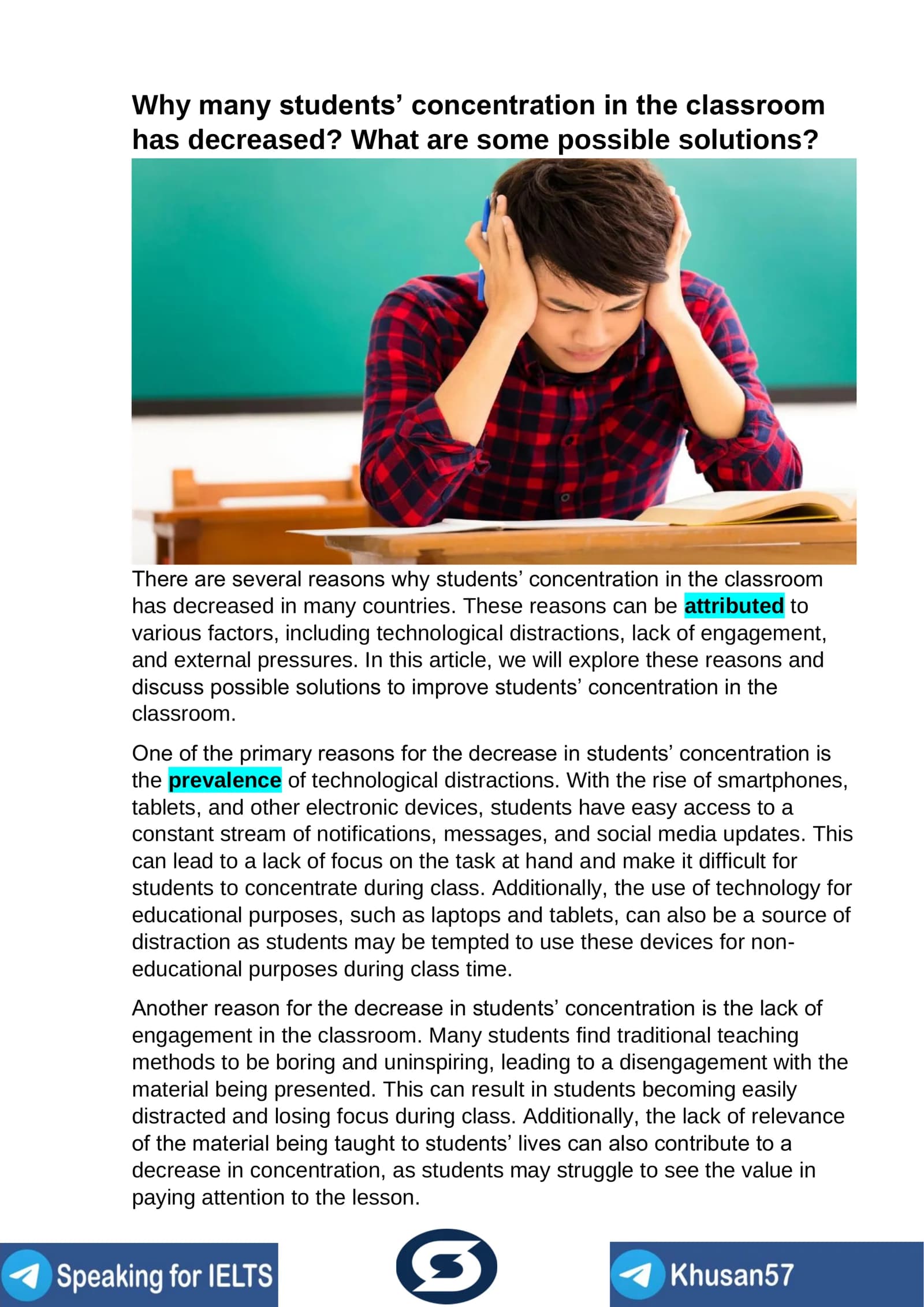 Why students’ concentration in the classroom has decreased
