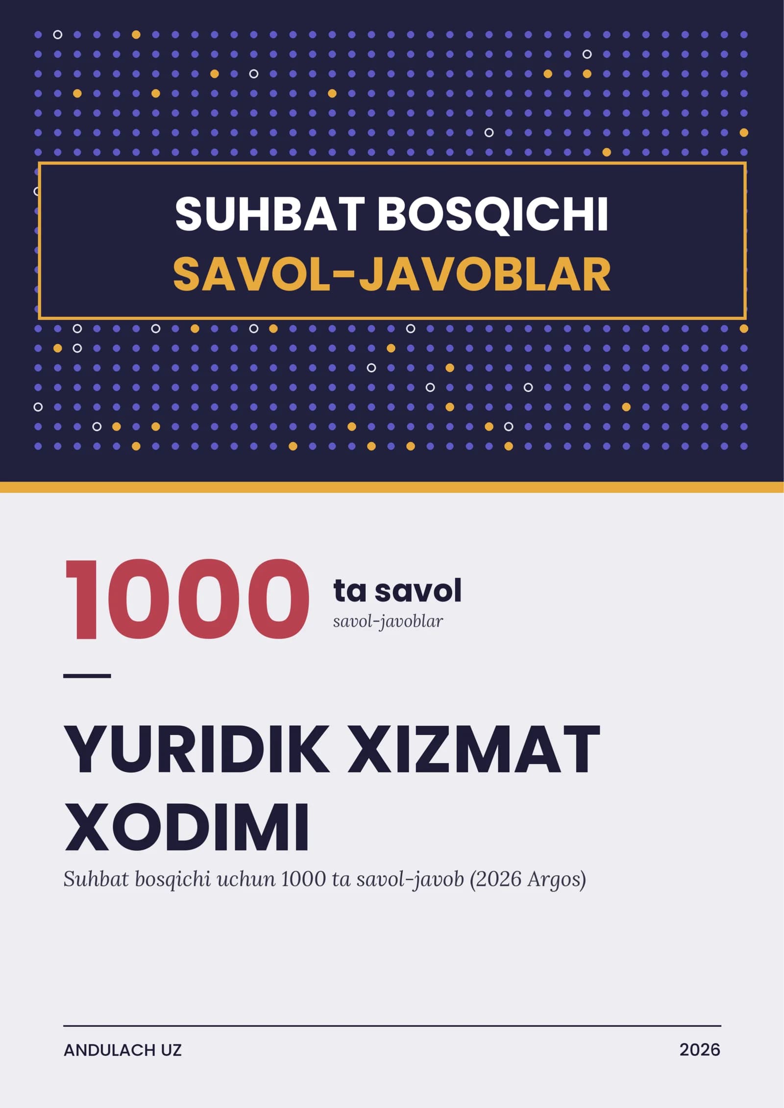Yuridik xizmat xodimi suhbat savollari va javoblari 1000 ta savol va javoblar