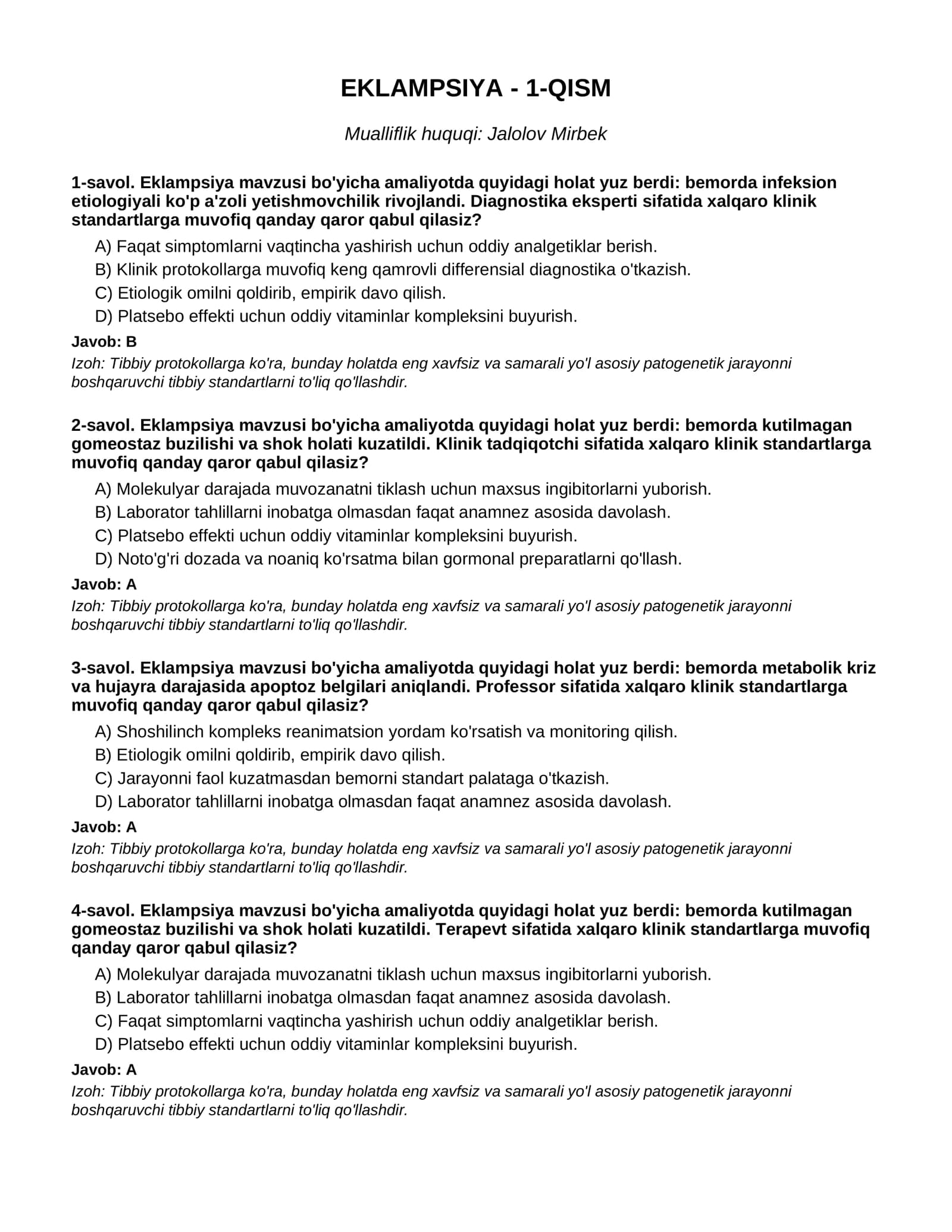 EKLAMPSIYA - 1-QISM