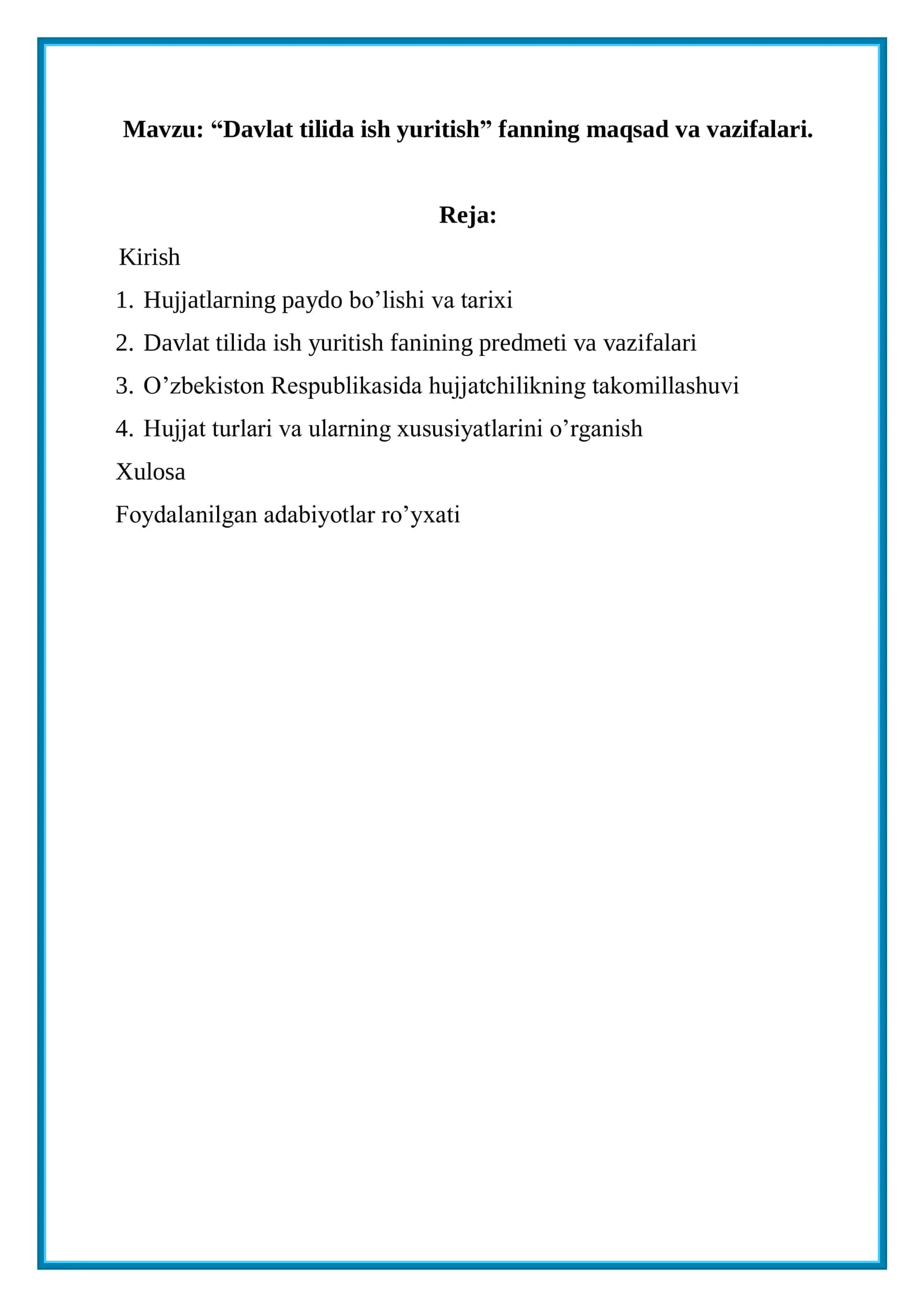 Davlat tilida ish yuritish