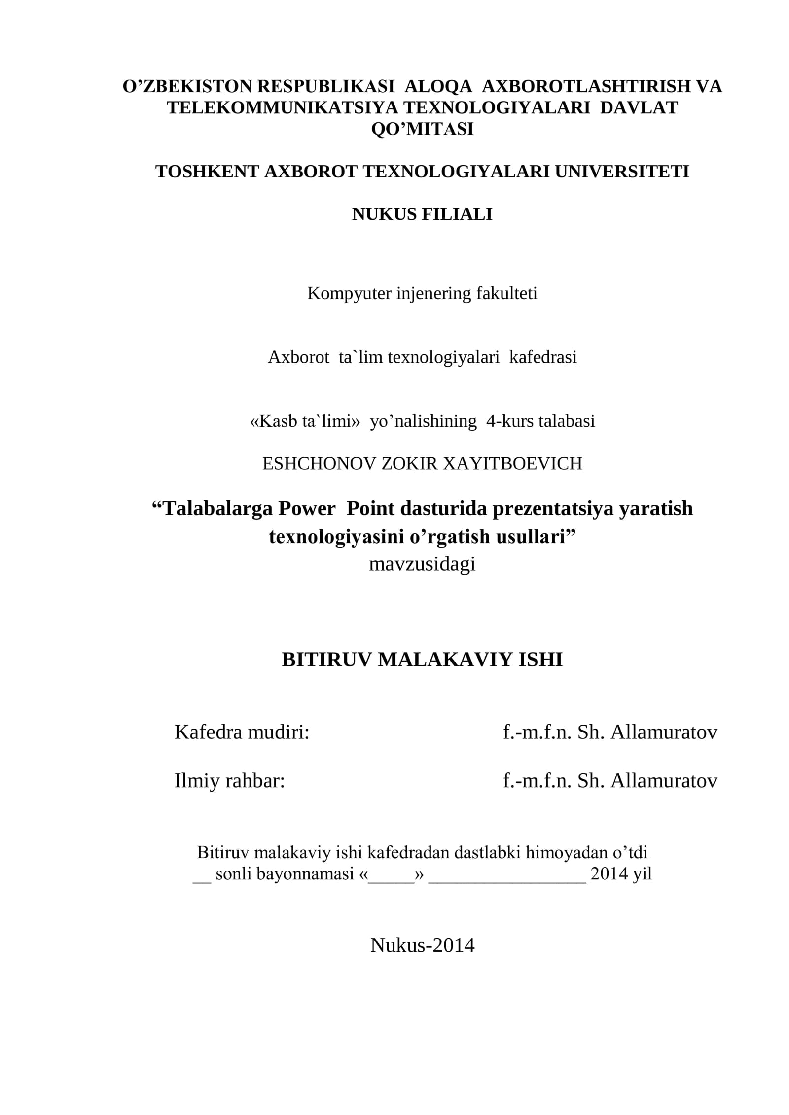 "Talabalarga Power Point dasturida prezentatsiya yaratish texnologiyasini o’rgatish usullari"