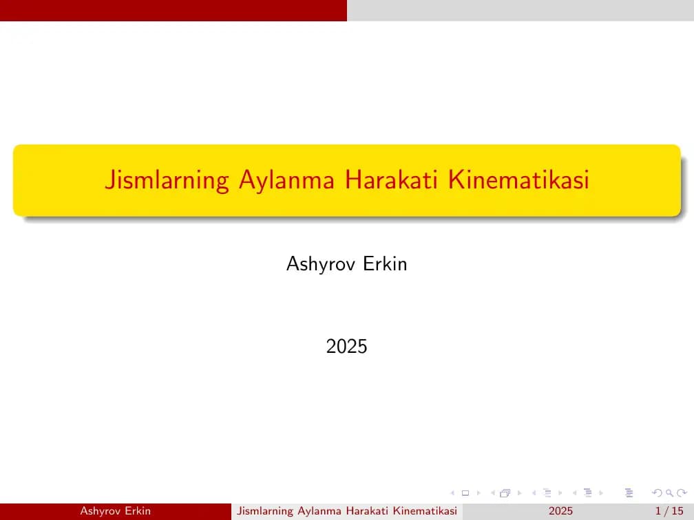 Jismlarning Aylanma Harakati Kinematikasi