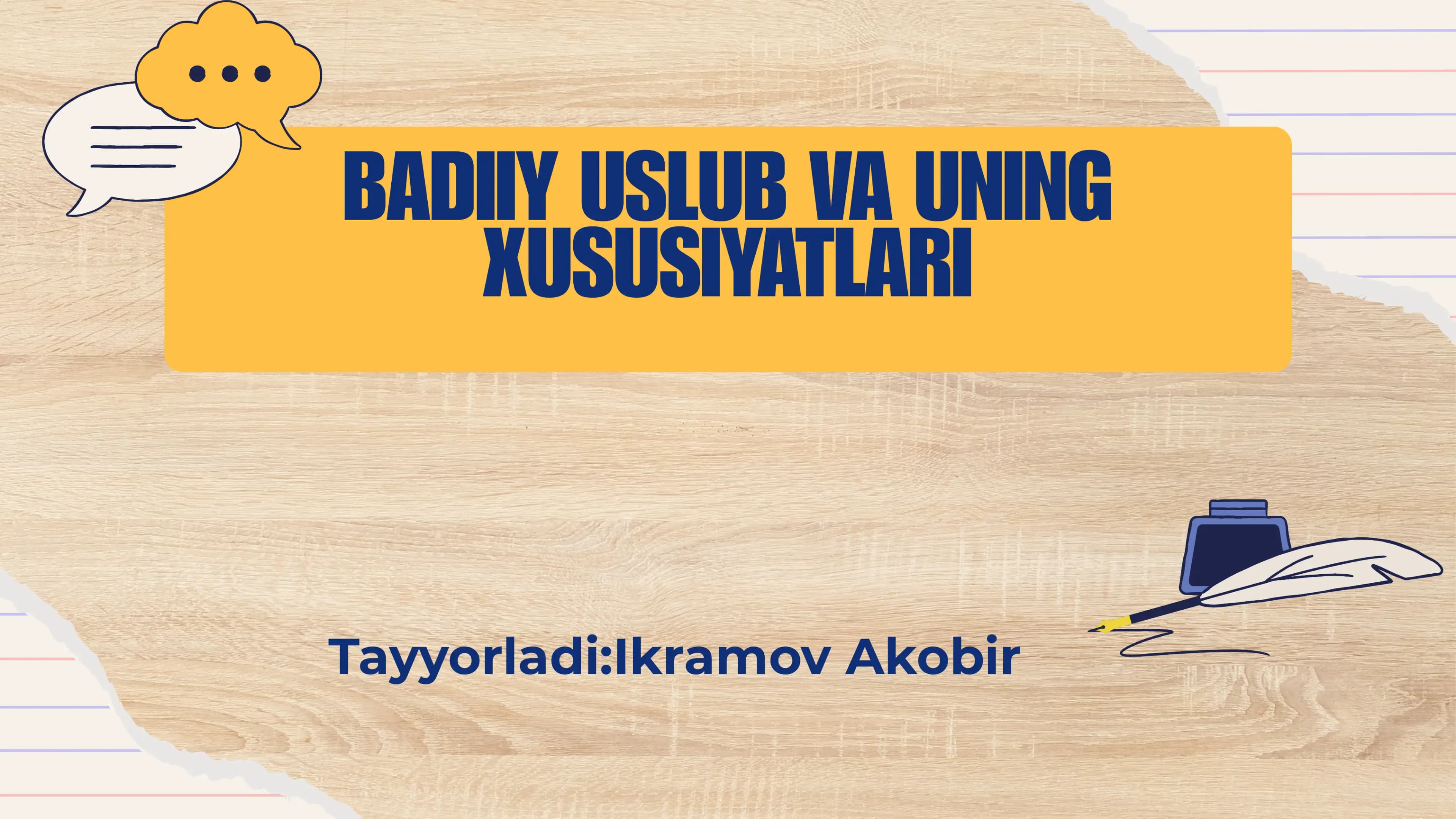 Badiiy Uslub va uning xususiyatlari