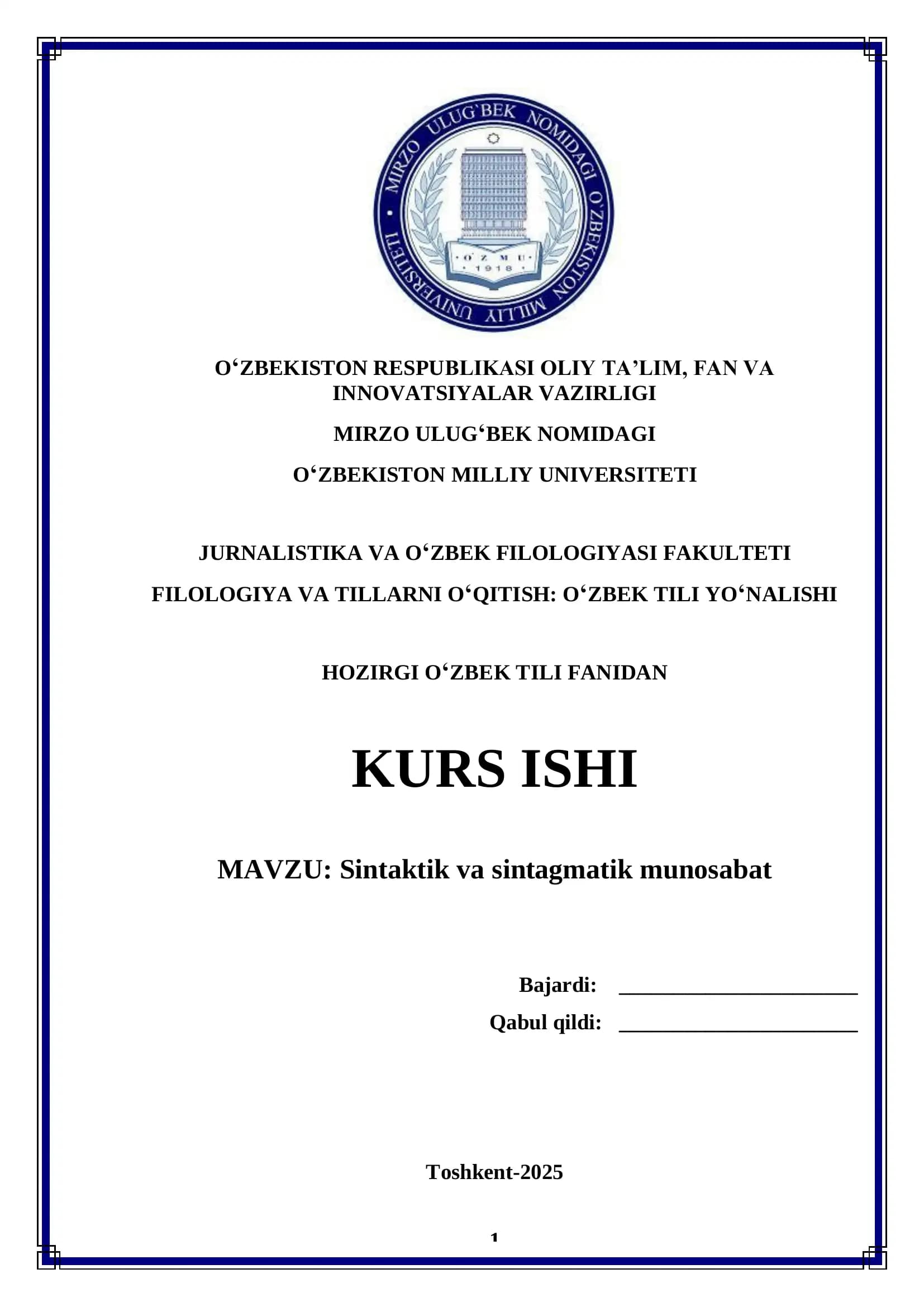 Sintaktik va sintagmatik munosabat