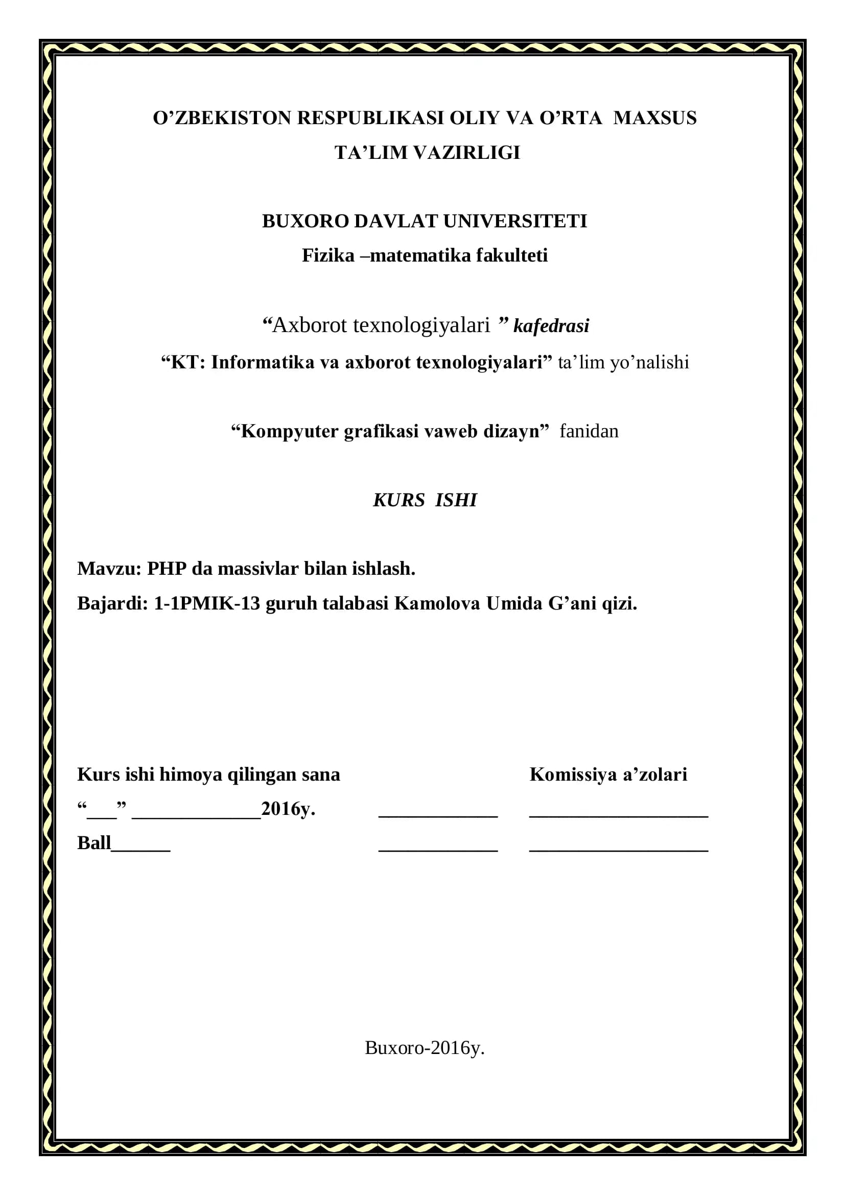 PHP da massivlar bilan ishlash