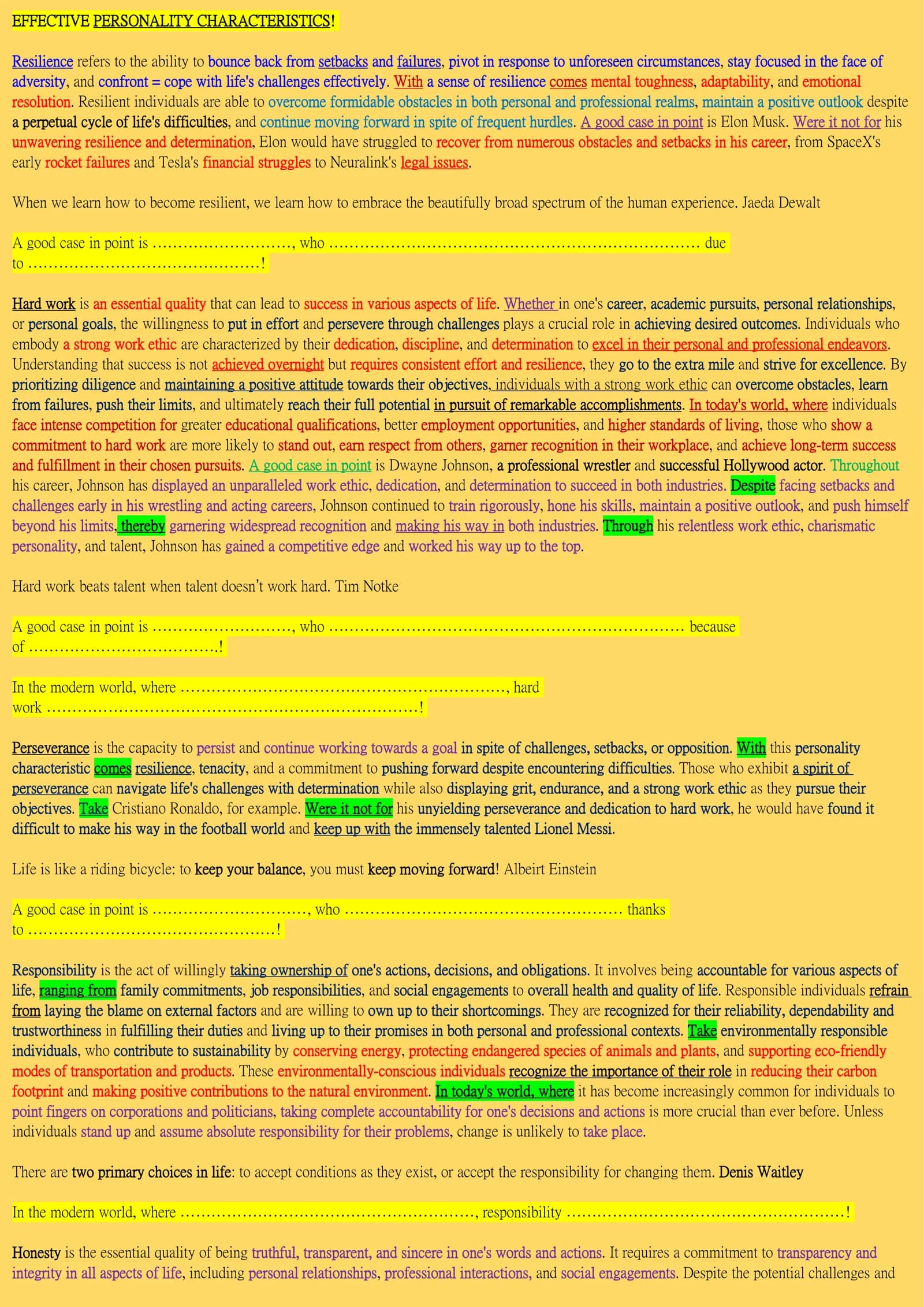 EFFECTIVE PERSONALITY CHARACTERISTICS