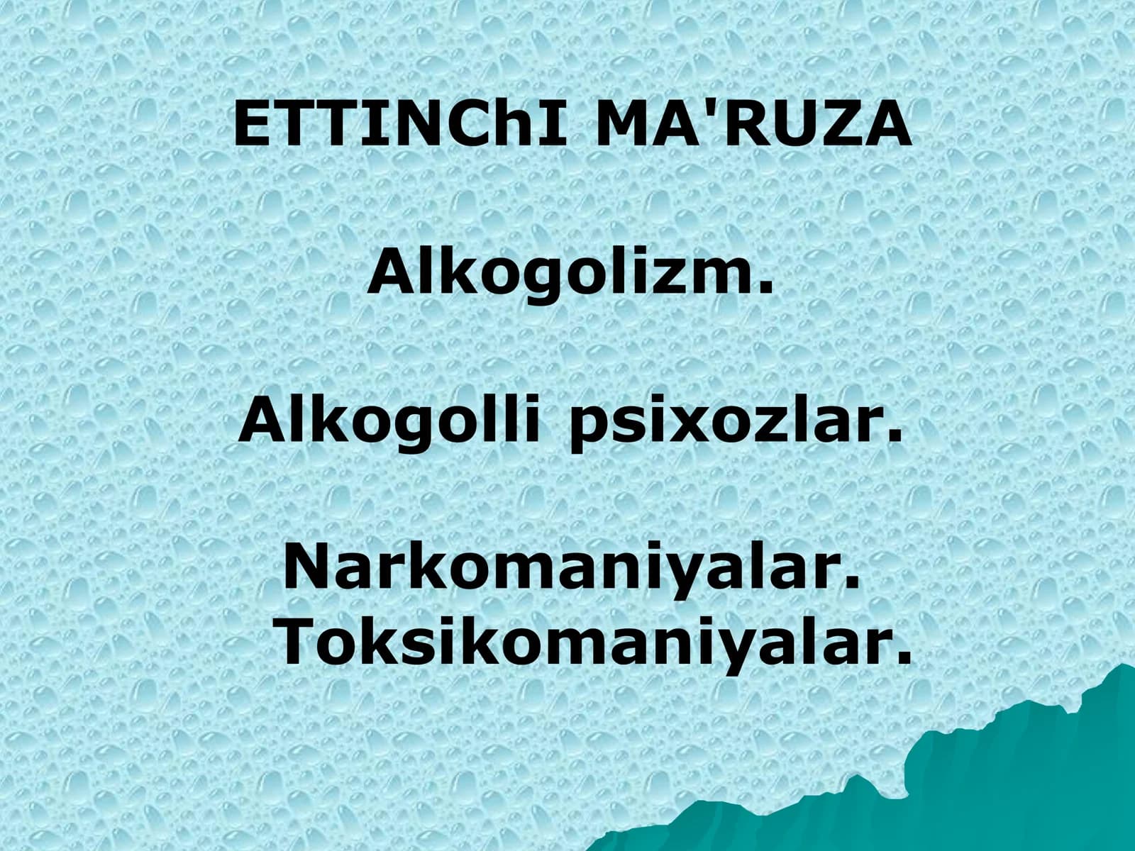 Alkogolizm va narkomaniya