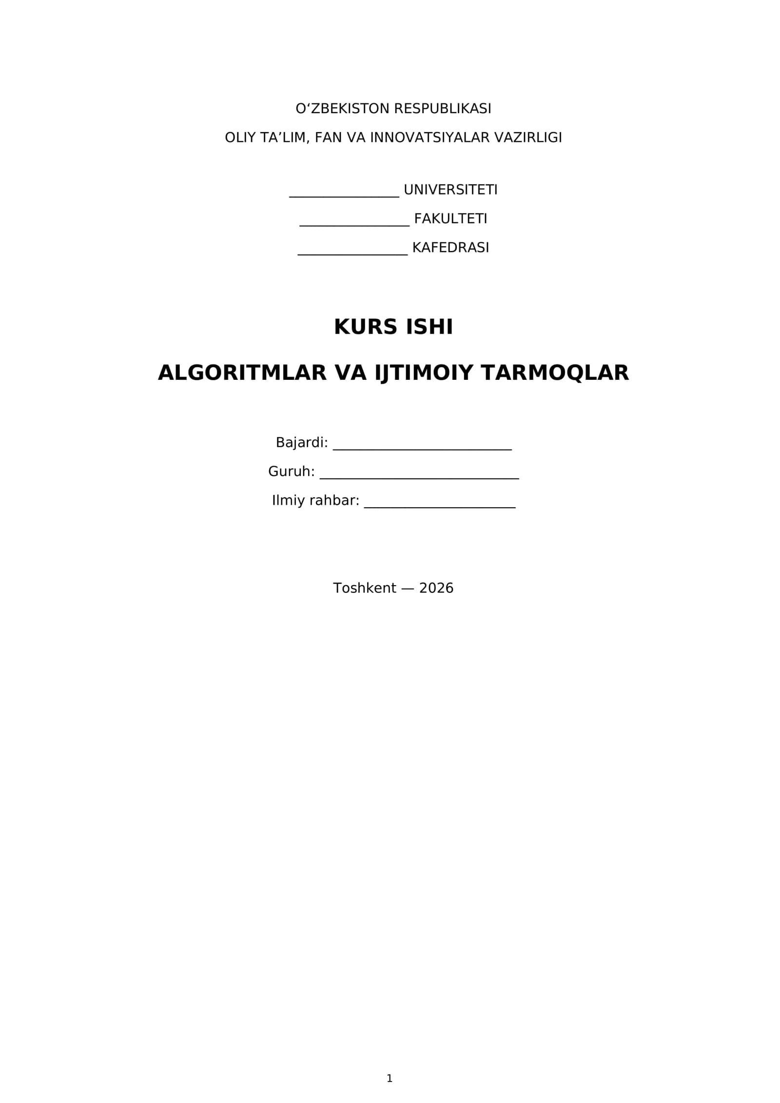Algoritmlar va Ijtimoiy Tarmoqlar