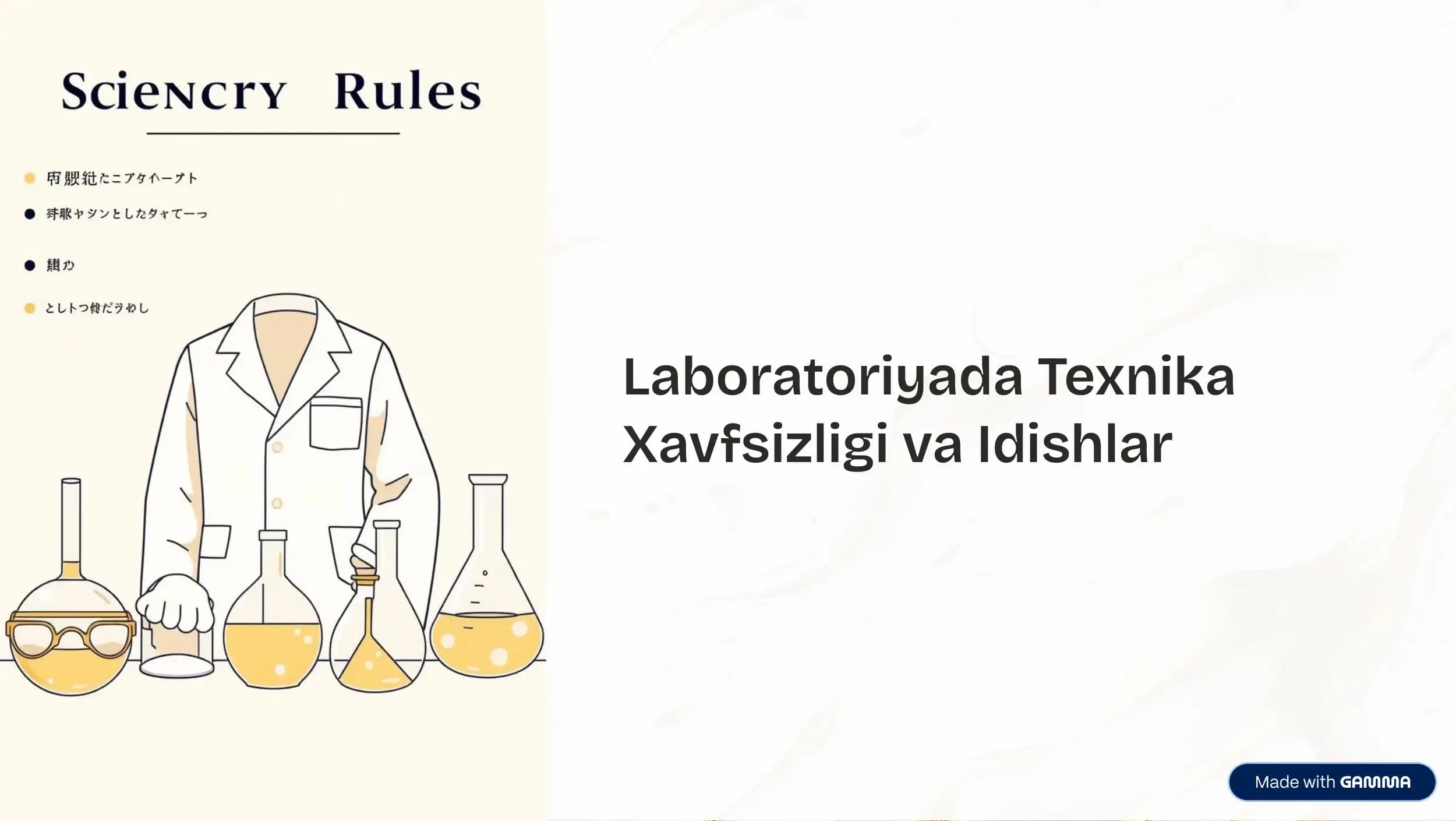 Laboratoriyada Texnika Xavfsizligi va Idishlar
