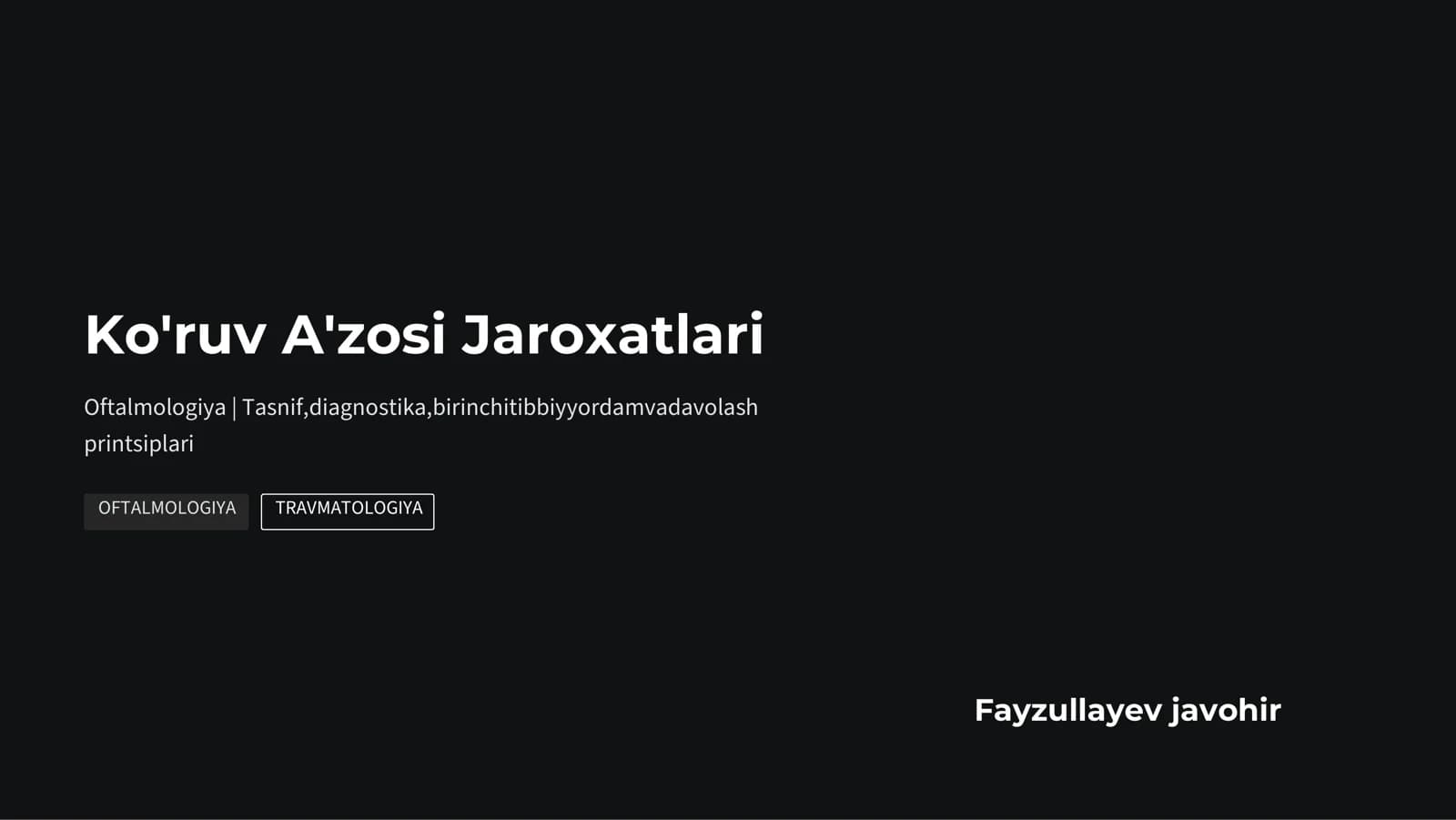 Ko'ruv A'zosi Jaroxatlari